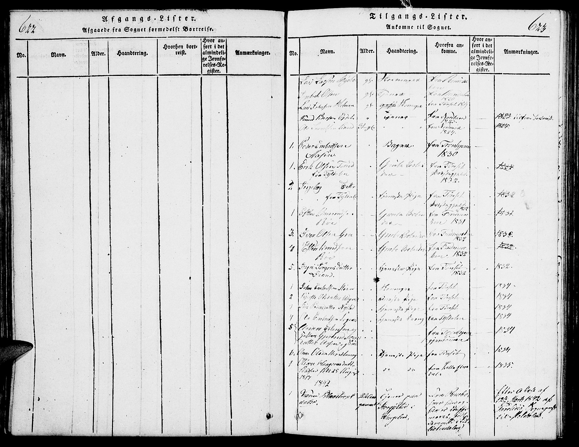 Tolga prestekontor, SAH/PREST-062/L/L0003: Parish register (copy) no. 3, 1815-1862, p. 622-623