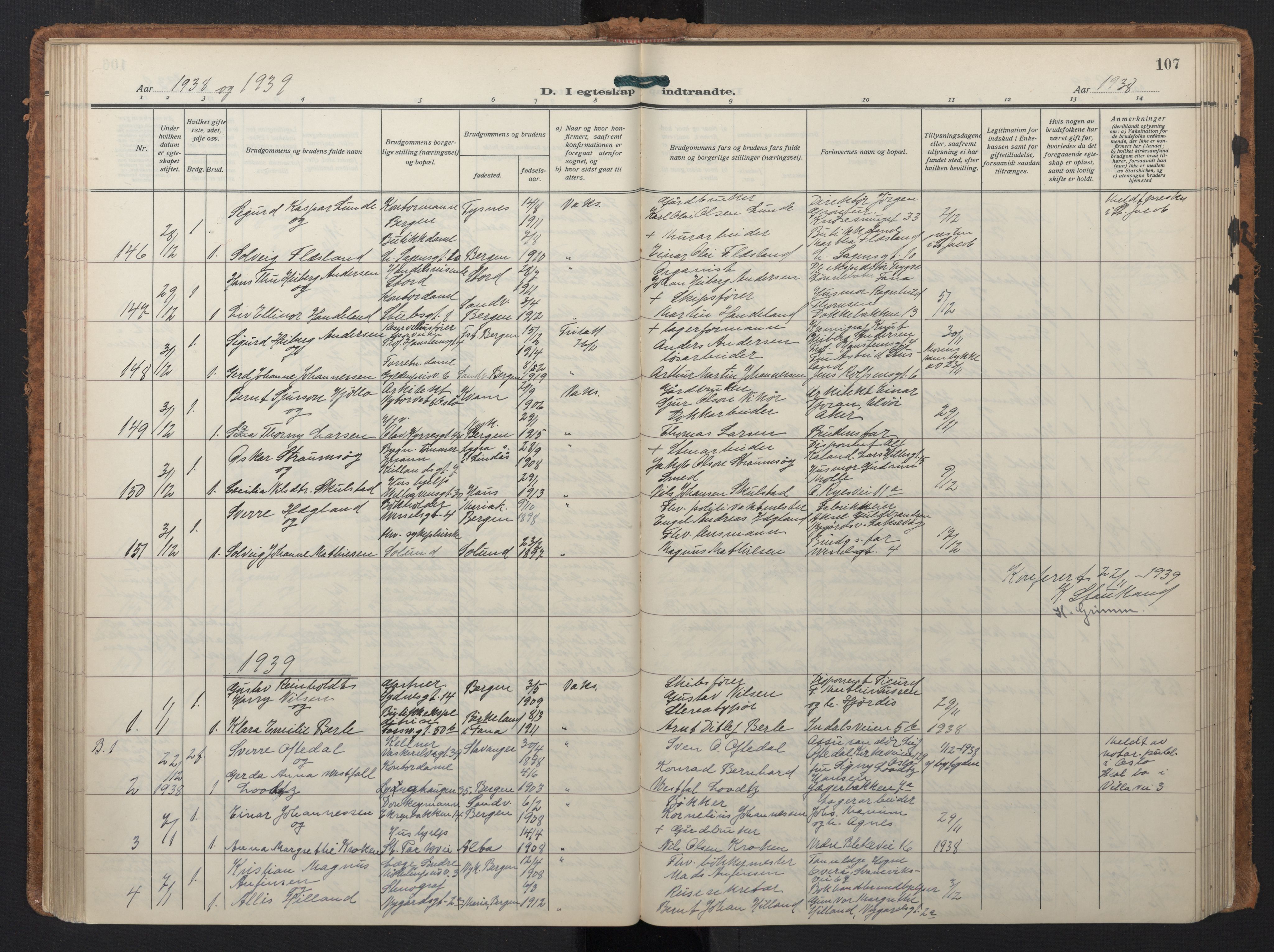 Johanneskirken sokneprestembete, SAB/A-76001/H/Hab: Parish register (copy) no. C 3, 1929-1949, p. 106b-107a