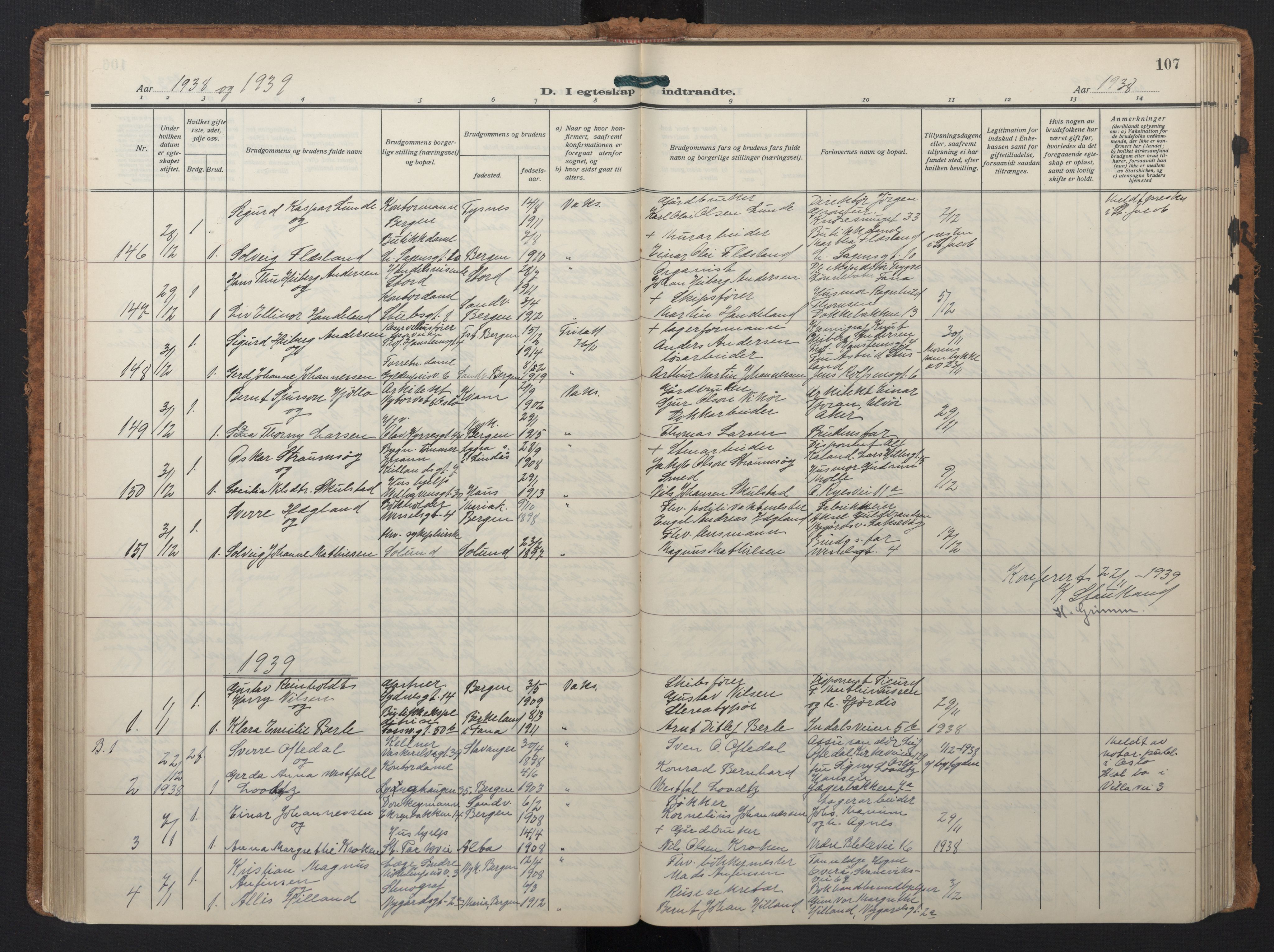 Johanneskirken sokneprestembete, AV/SAB-A-76001/H/Hab: Parish register (copy) no. C 3, 1929-1949, p. 106b-107a