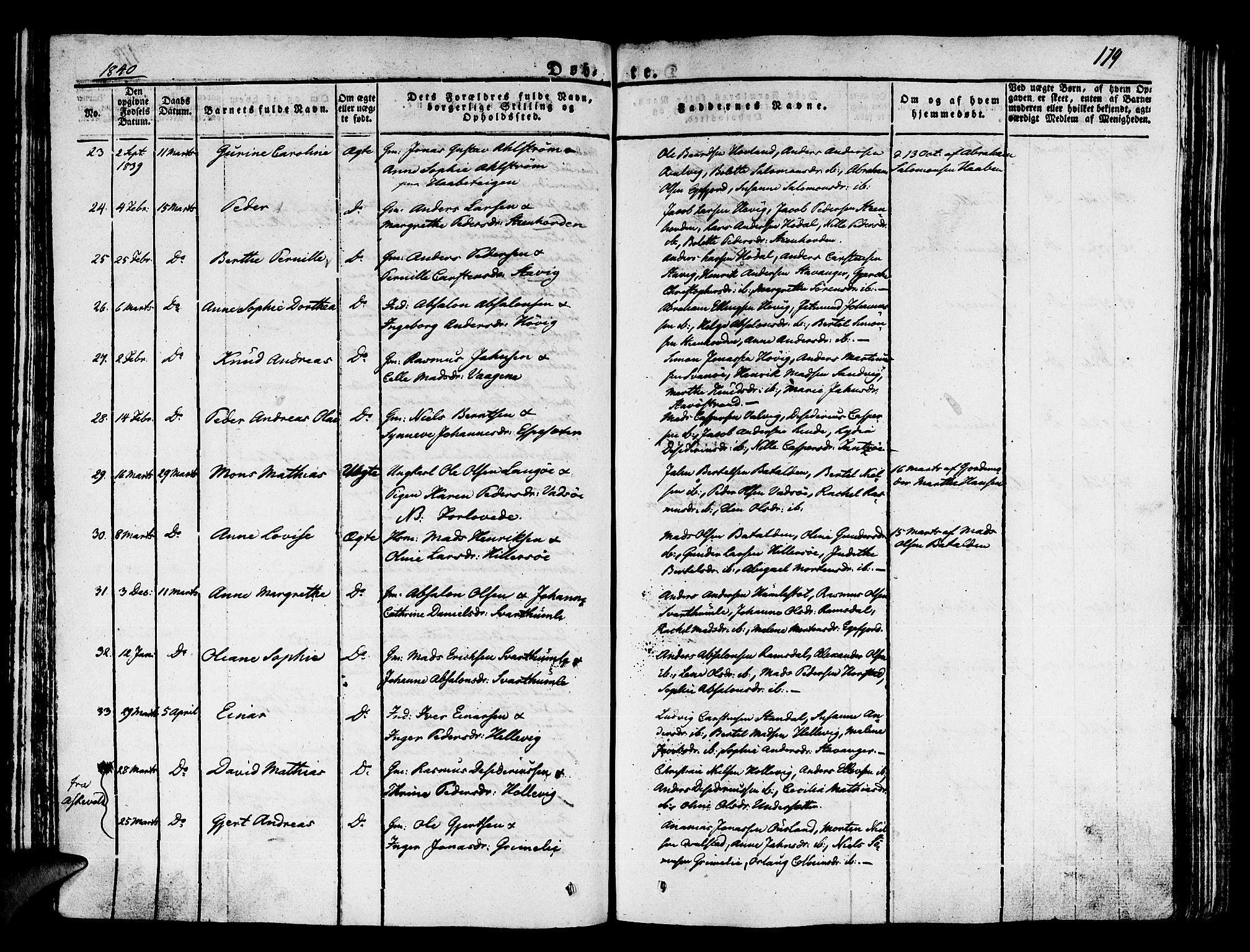 Kinn sokneprestembete, SAB/A-80801/H/Haa/Haaa/L0004/0001: Parish register (official) no. A 4I, 1822-1840, p. 179