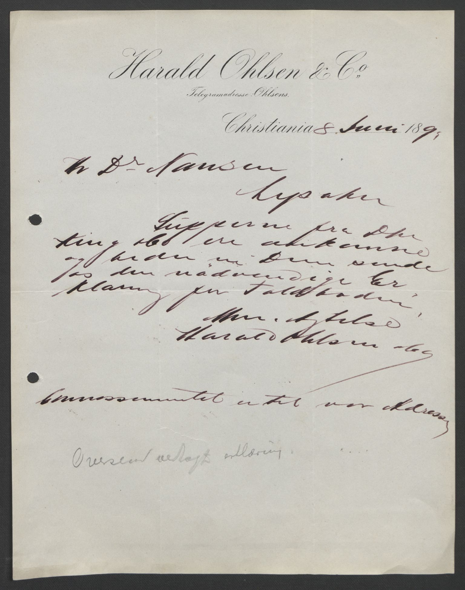 Arbeidskomitéen for Fridtjof Nansens polarekspedisjon, AV/RA-PA-0061/D/L0004: Innk. brev og telegrammer vedr. proviant og utrustning, 1892-1893, p. 758