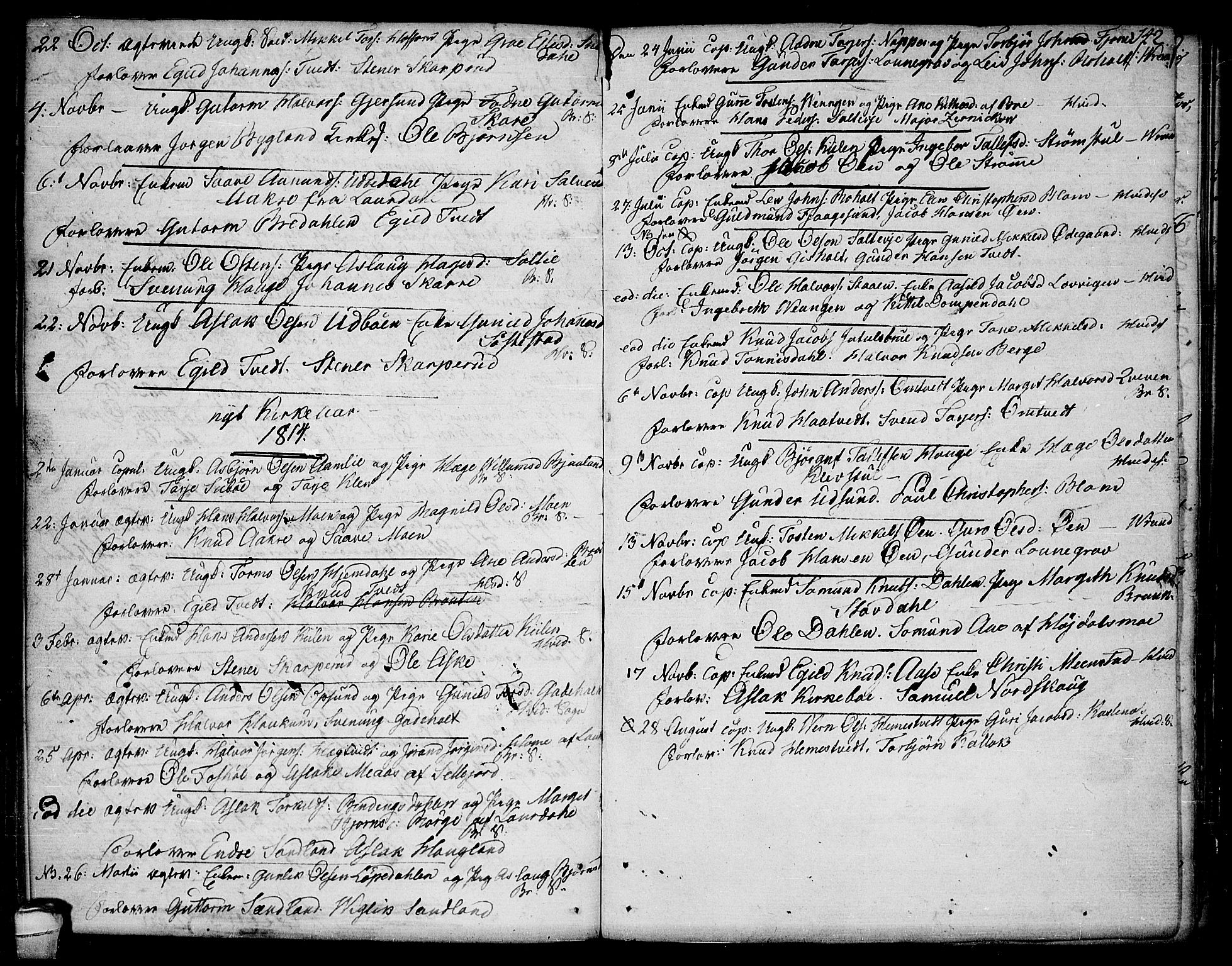 Kviteseid kirkebøker, SAKO/A-276/F/Fa/L0004: Parish register (official) no. I 4, 1800-1814, p. 142