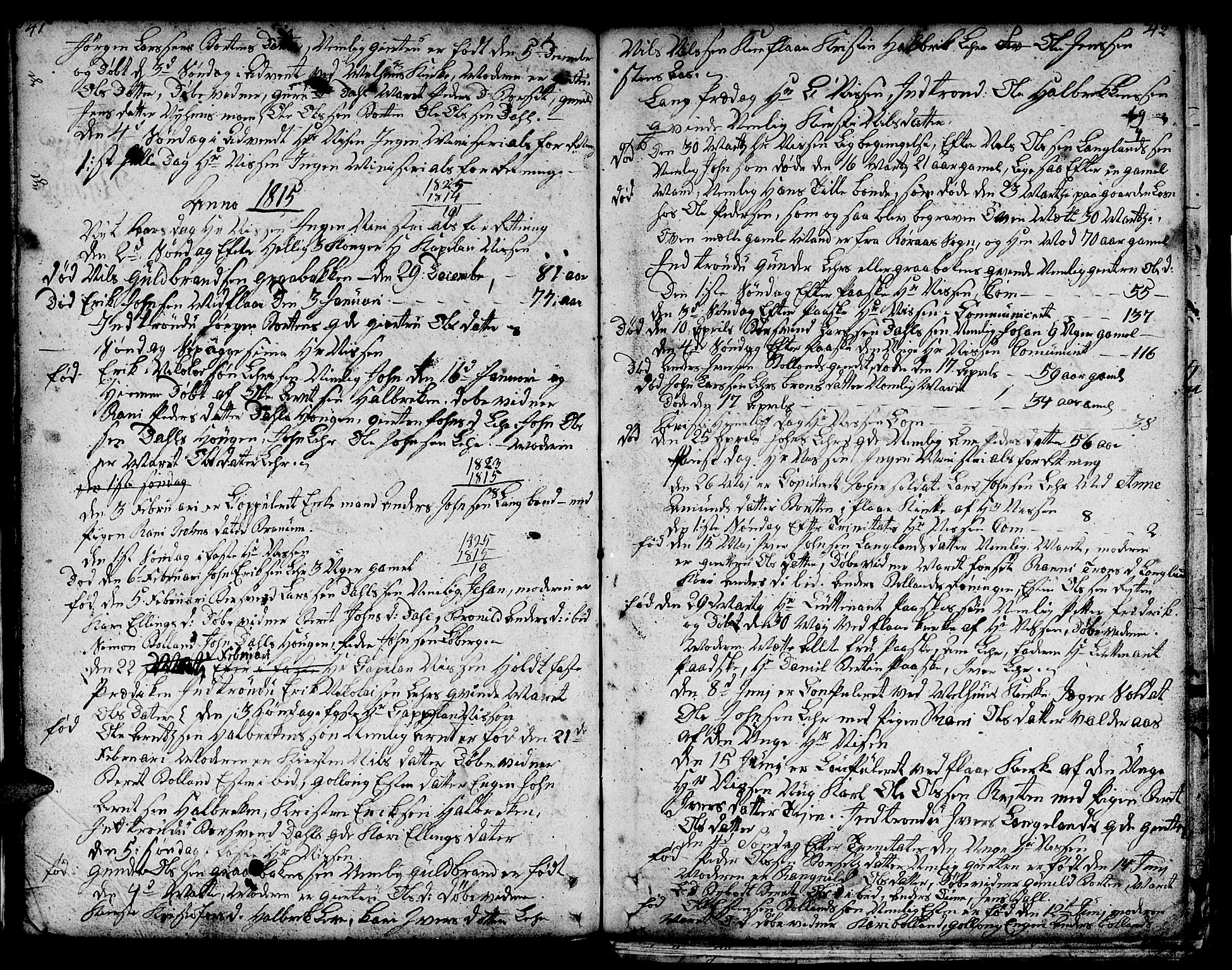 Ministerialprotokoller, klokkerbøker og fødselsregistre - Sør-Trøndelag, SAT/A-1456/693/L1120: Parish register (copy) no. 693C01, 1799-1816, p. 41-42