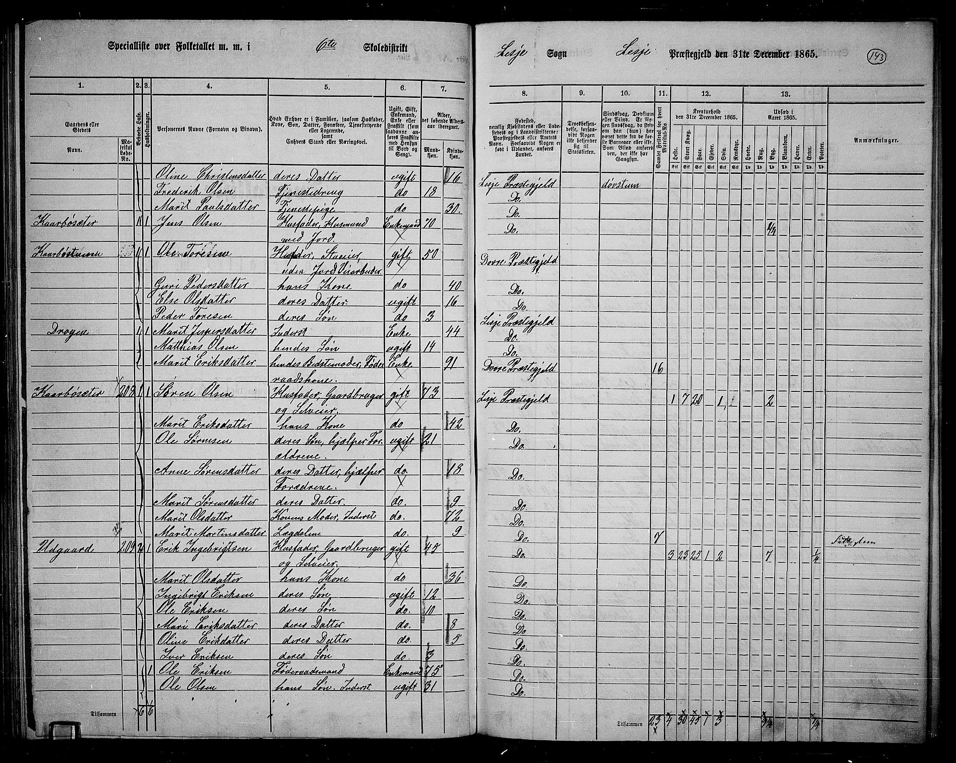 RA, 1865 census for Lesja, 1865, p. 130