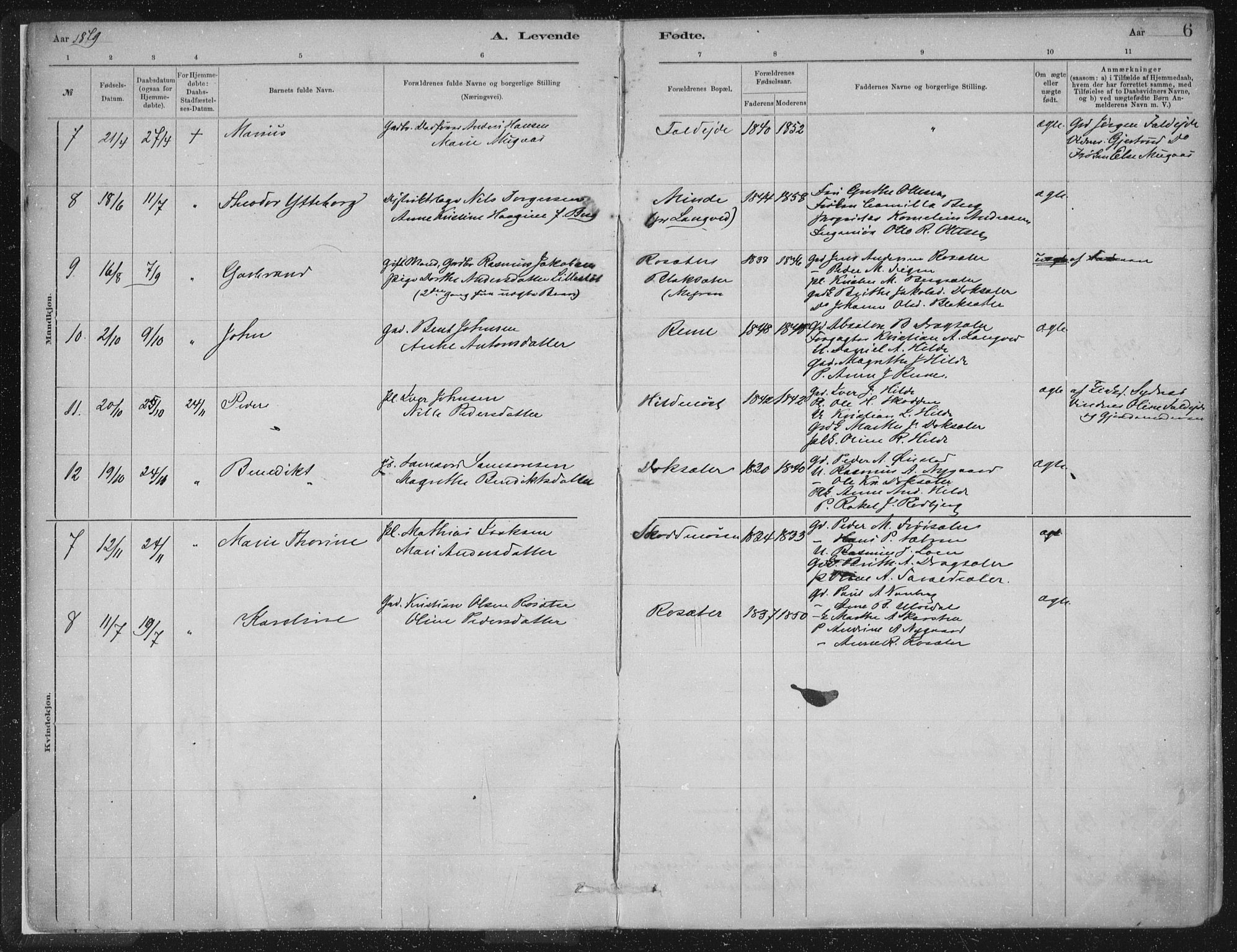 Innvik sokneprestembete, AV/SAB-A-80501: Parish register (official) no. B  1, 1879-1902, p. 6