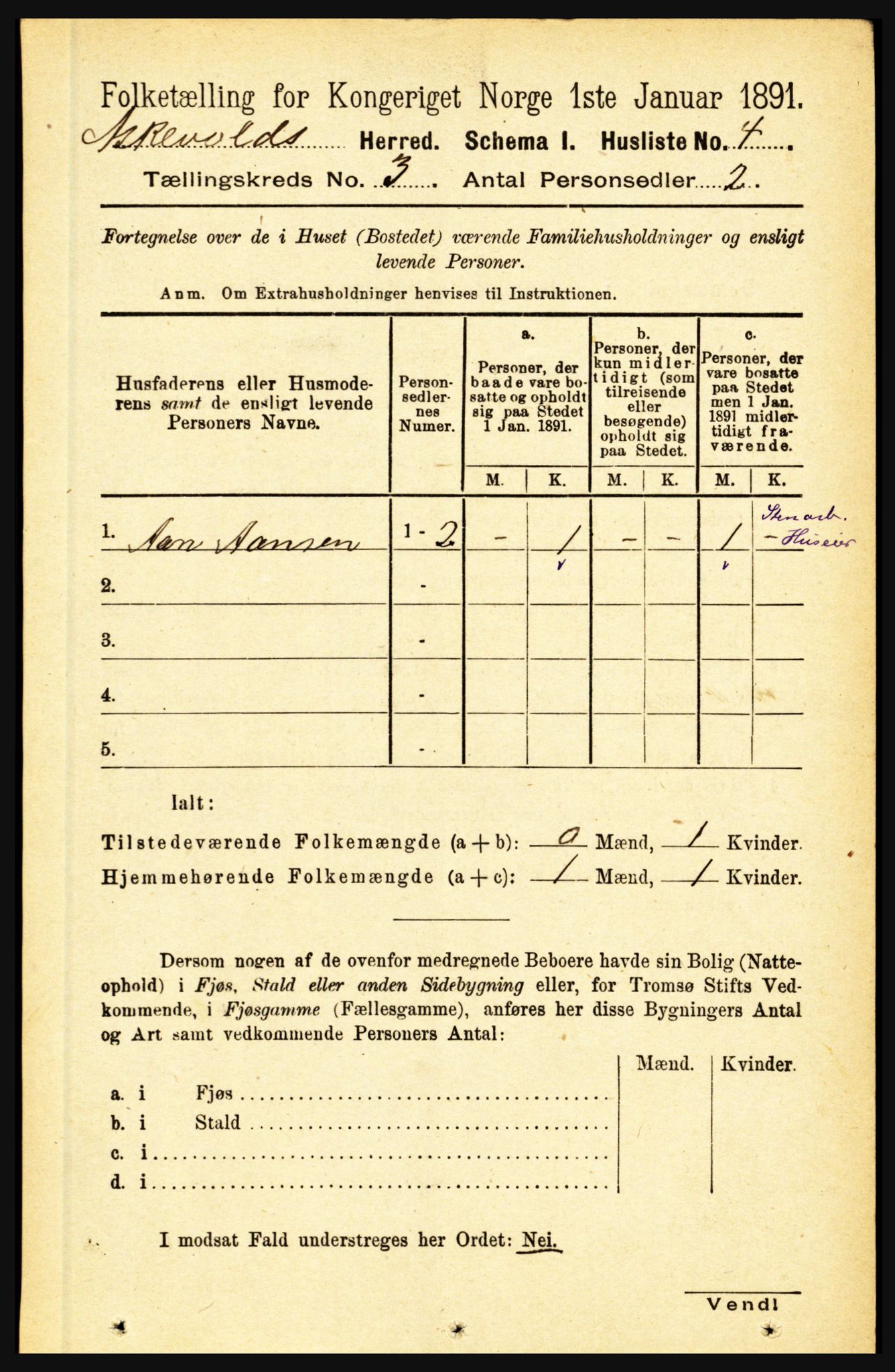 RA, 1891 census for 1428 Askvoll, 1891, p. 724