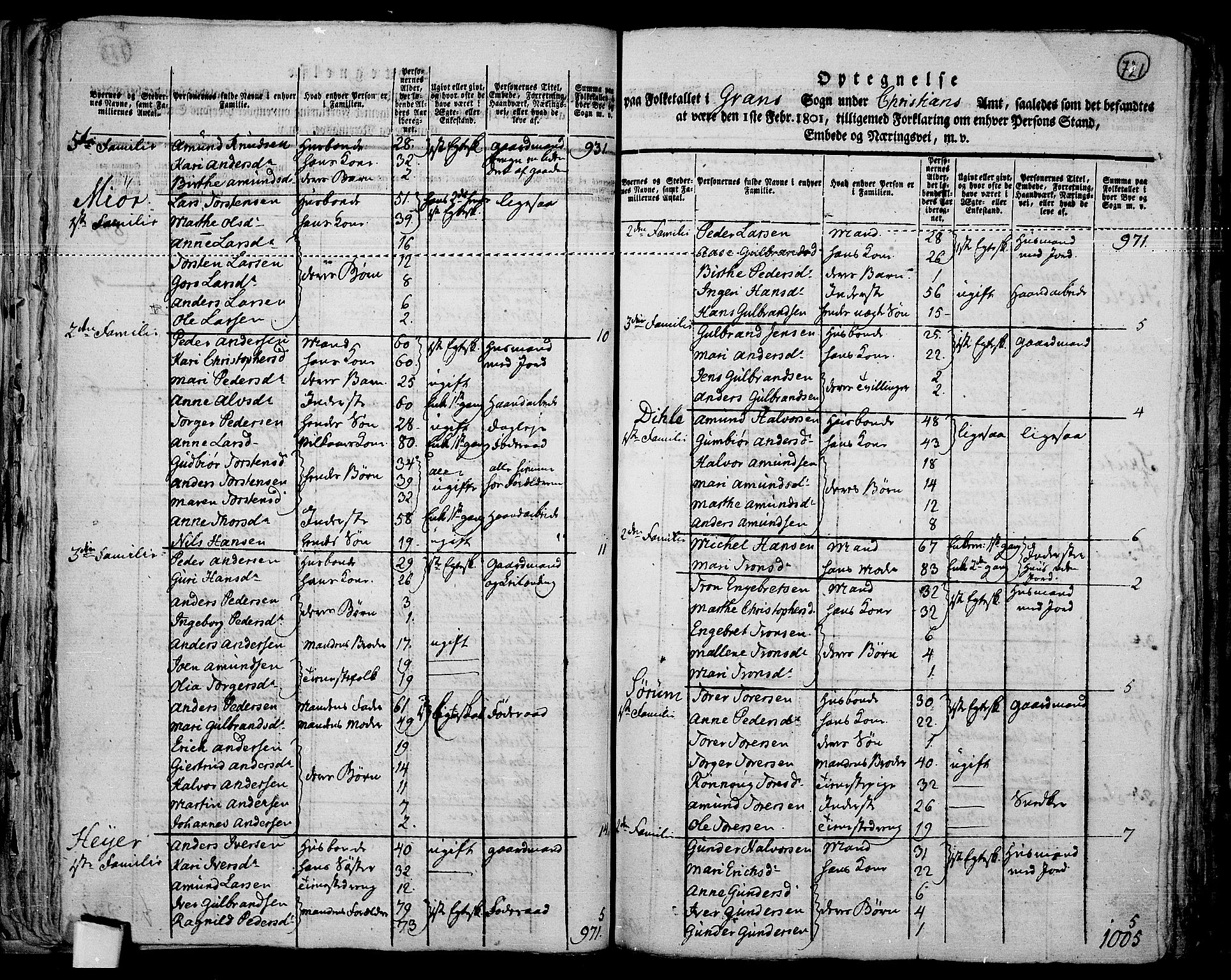 RA, 1801 census for 0534P Gran, 1801, p. 720b-721a