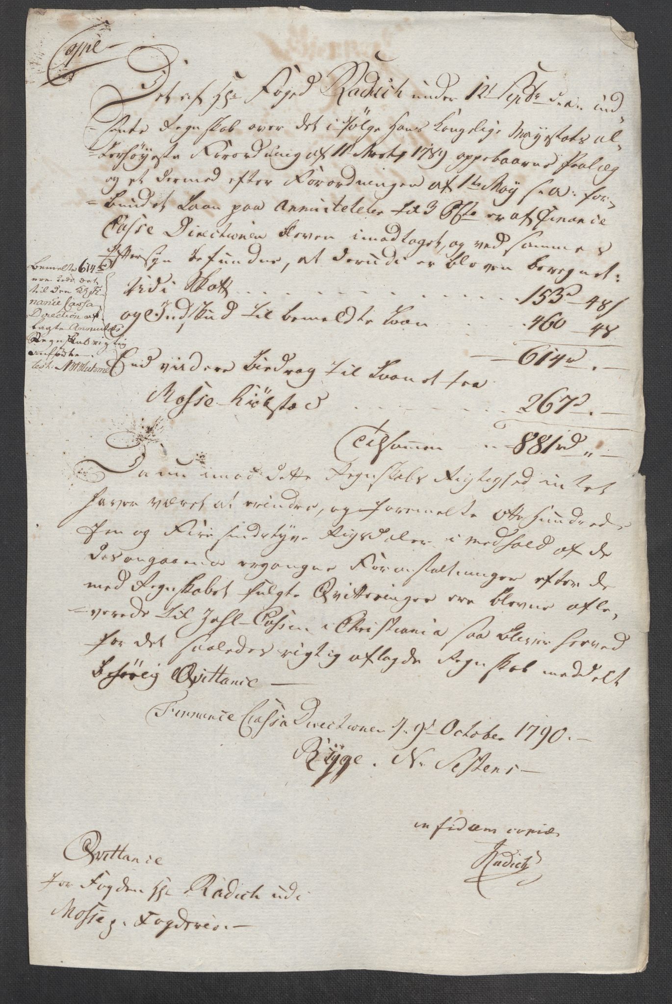 Rentekammeret inntil 1814, Reviderte regnskaper, Mindre regnskaper, RA/EA-4068/Rf/Rfe/L0025: Moss, Onsøy, Tune og Veme fogderi. Namdal fogderi, 1789, p. 17