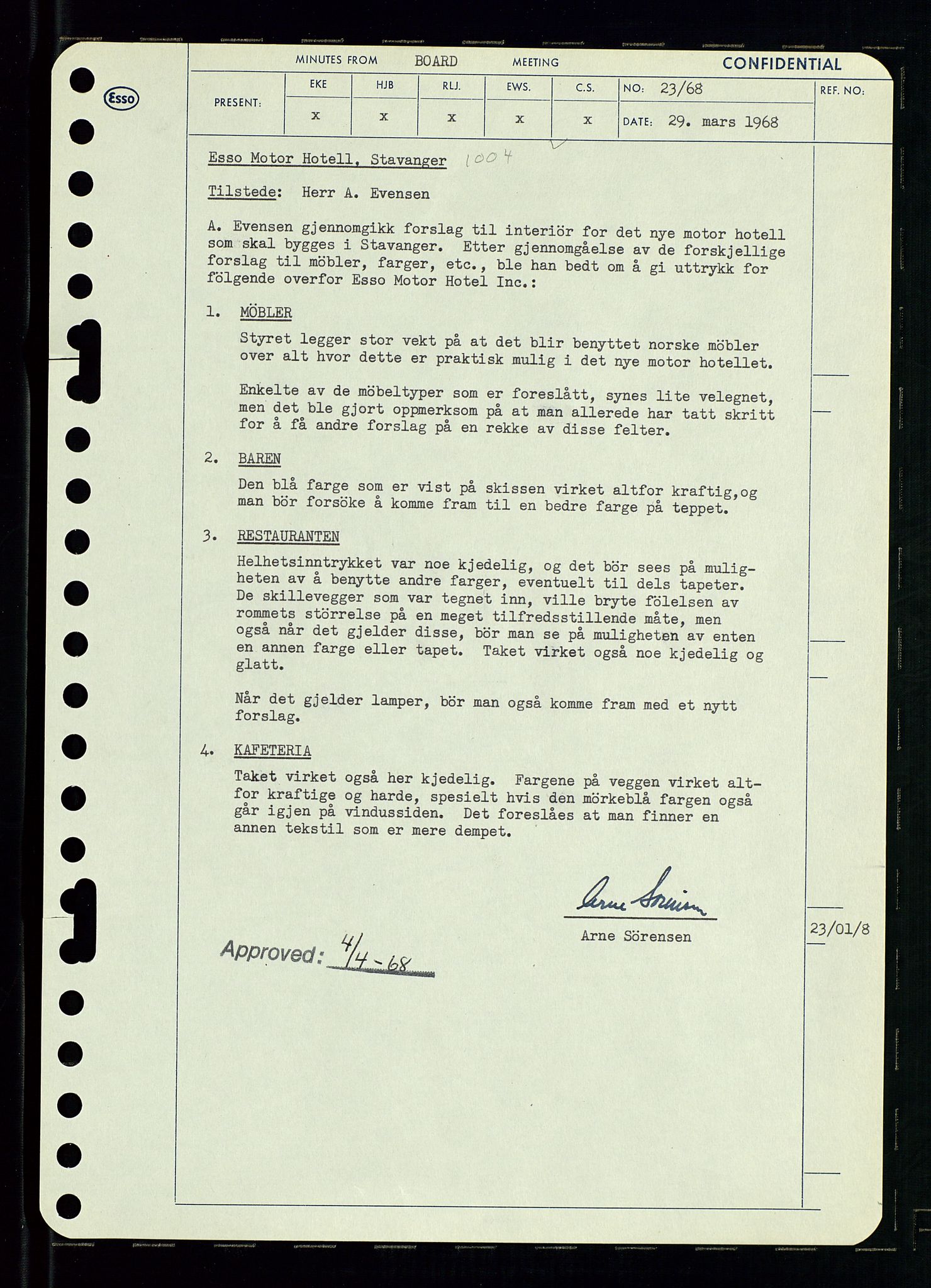 Pa 0982 - Esso Norge A/S, AV/SAST-A-100448/A/Aa/L0002/0004: Den administrerende direksjon Board minutes (styrereferater) / Den administrerende direksjon Board minutes (styrereferater), 1968, p. 40