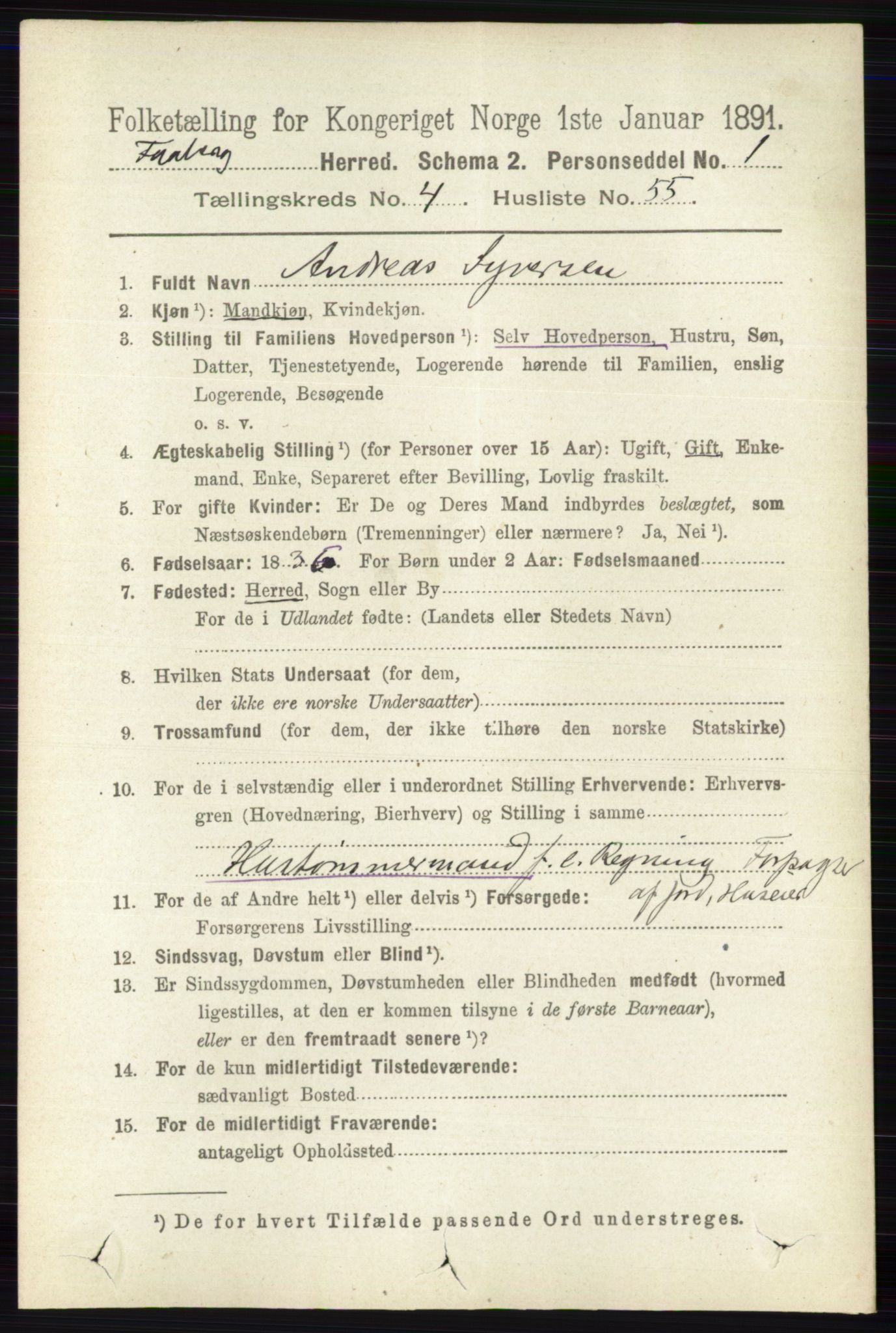 RA, 1891 census for 0524 Fåberg, 1891, p. 1544