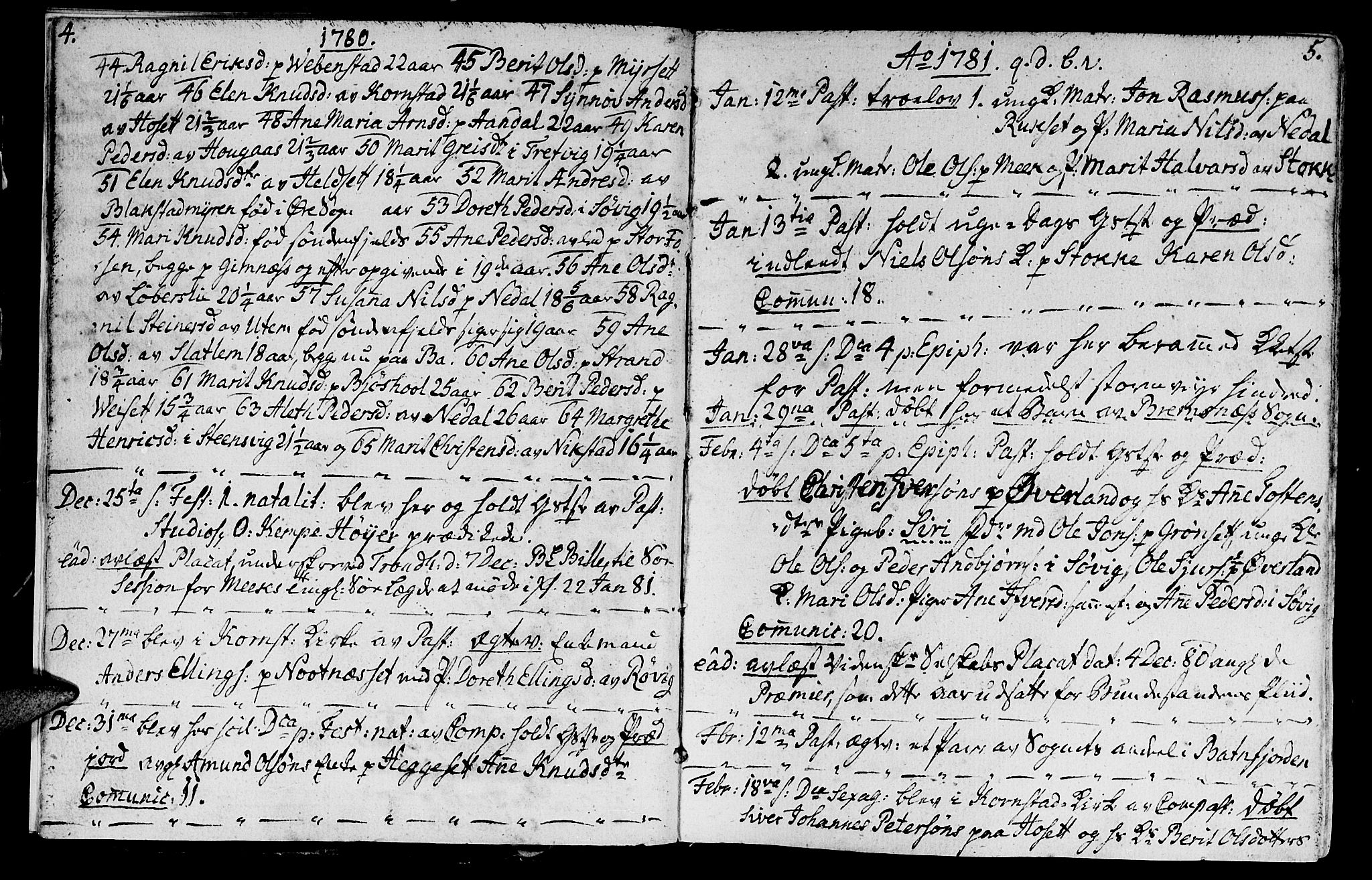 Ministerialprotokoller, klokkerbøker og fødselsregistre - Møre og Romsdal, SAT/A-1454/568/L0799: Parish register (official) no. 568A08, 1780-1819, p. 4-5