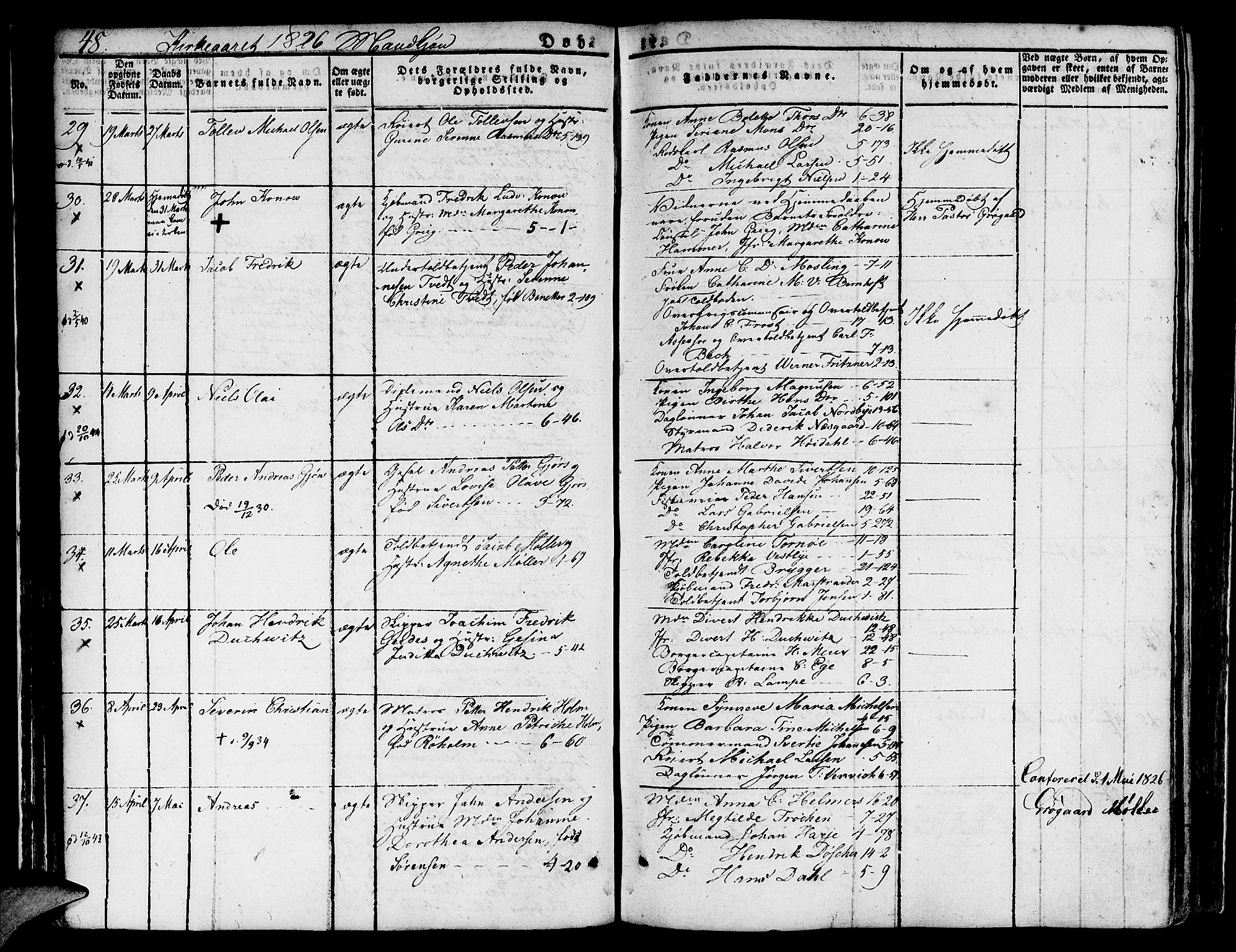 Nykirken Sokneprestembete, AV/SAB-A-77101/H/Hab: Parish register (copy) no. A 5I, 1821-1841, p. 48