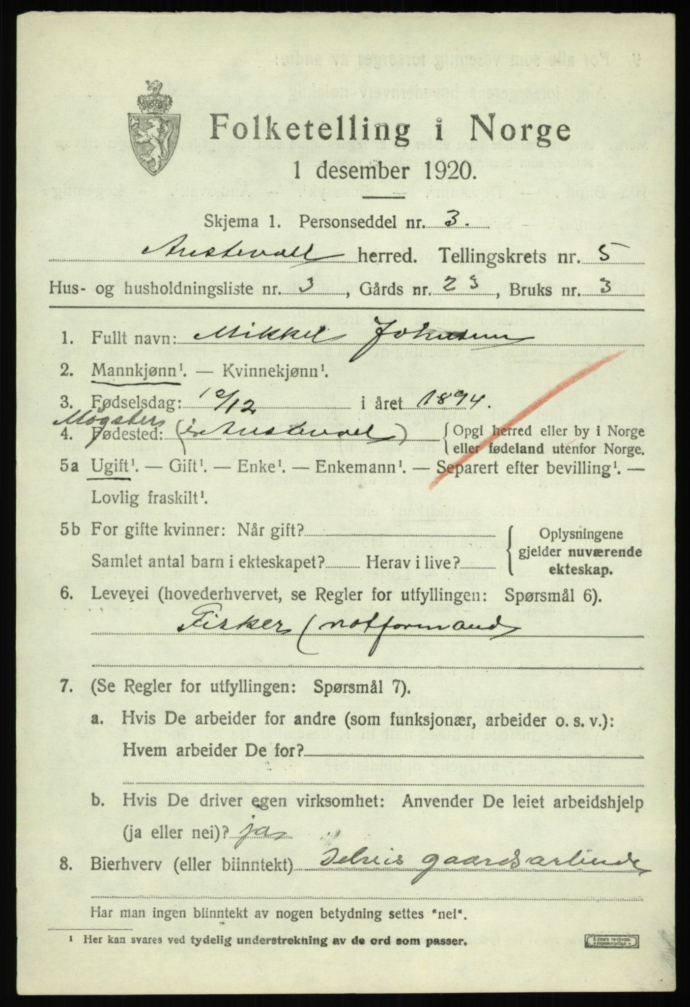 SAB, 1920 census for Austevoll, 1920, p. 2970