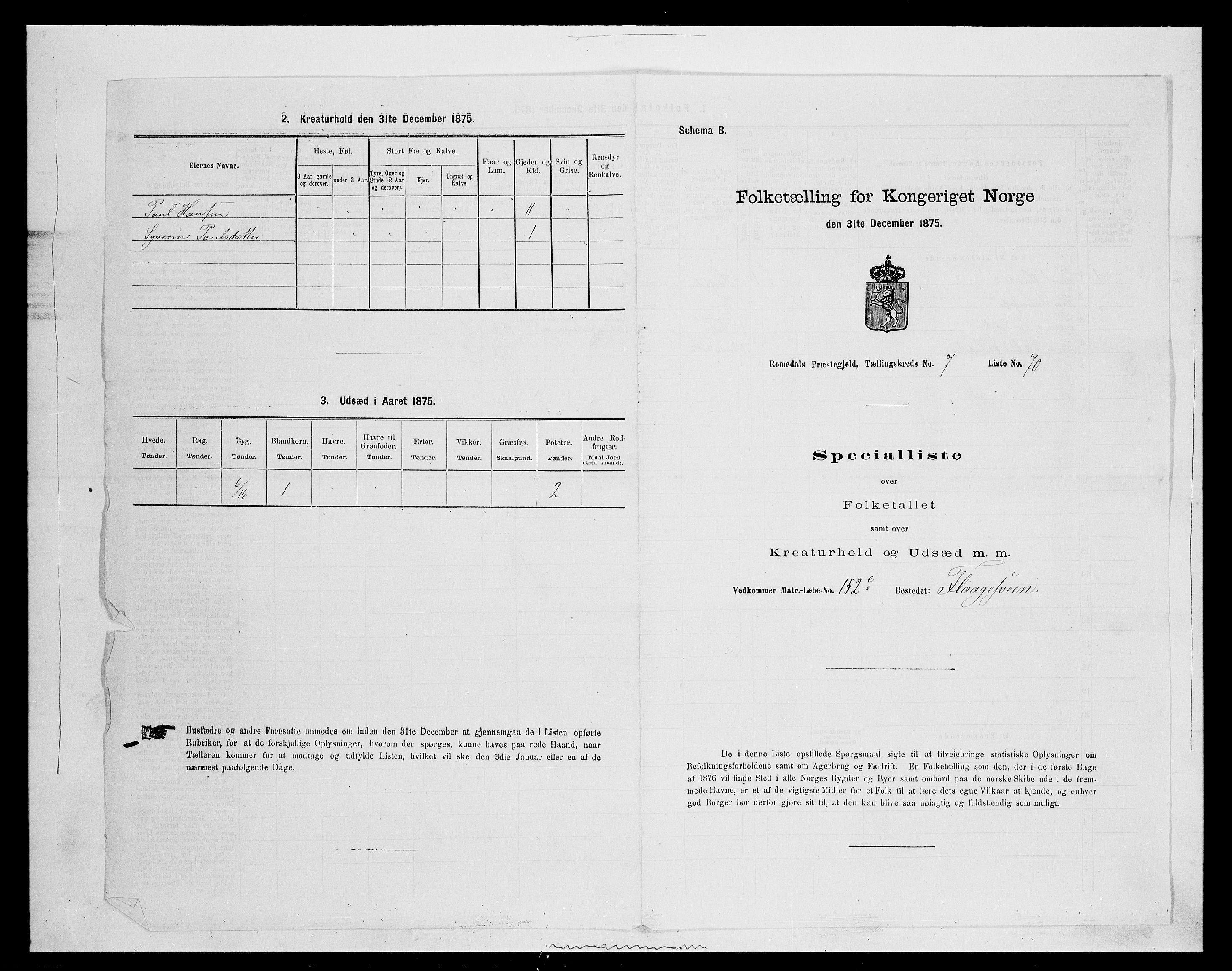 SAH, 1875 census for 0416P Romedal, 1875, p. 1201