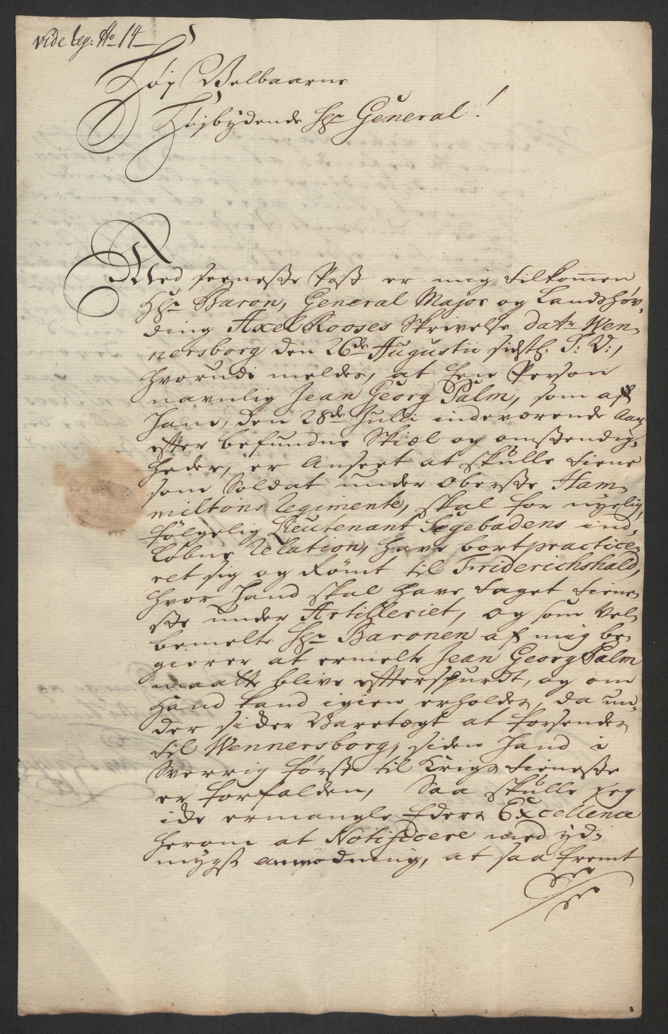 Kommanderende general (KG I) med Det norske krigsdirektorium, AV/RA-EA-5419/D/L0062: Stattholderens, stiftamtmenns og amtmenns brev, 1741-1745, p. 117