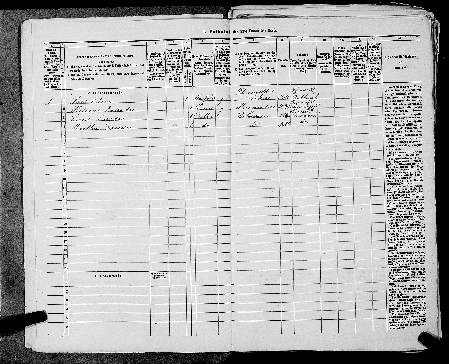 SAST, 1875 census for 1146P Tysvær, 1875, p. 964