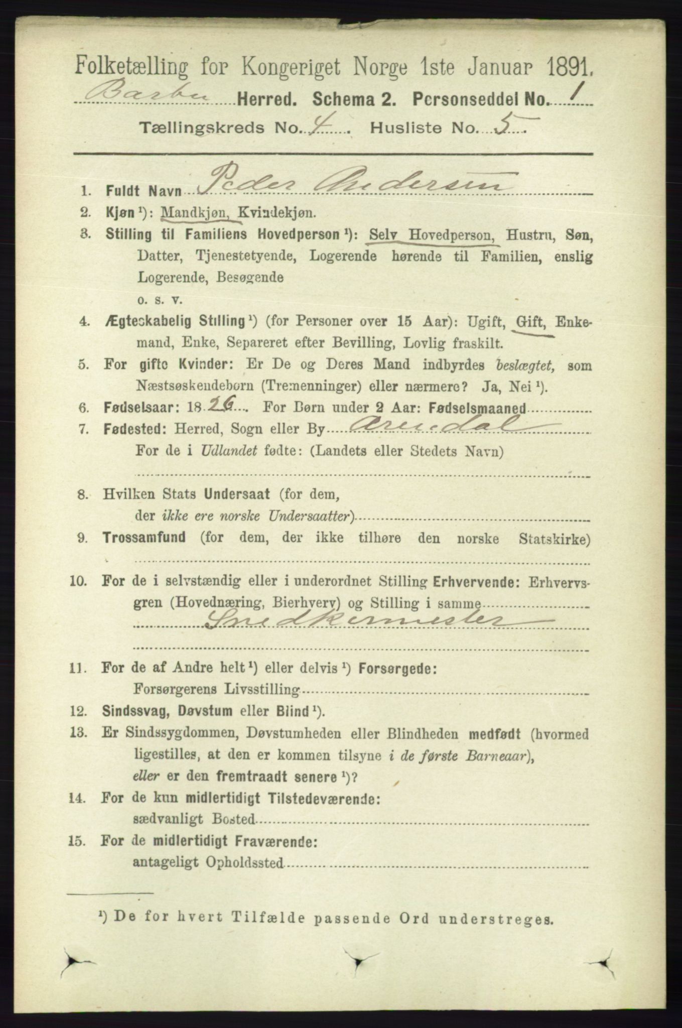 RA, 1891 census for 0990 Barbu, 1891, p. 2473