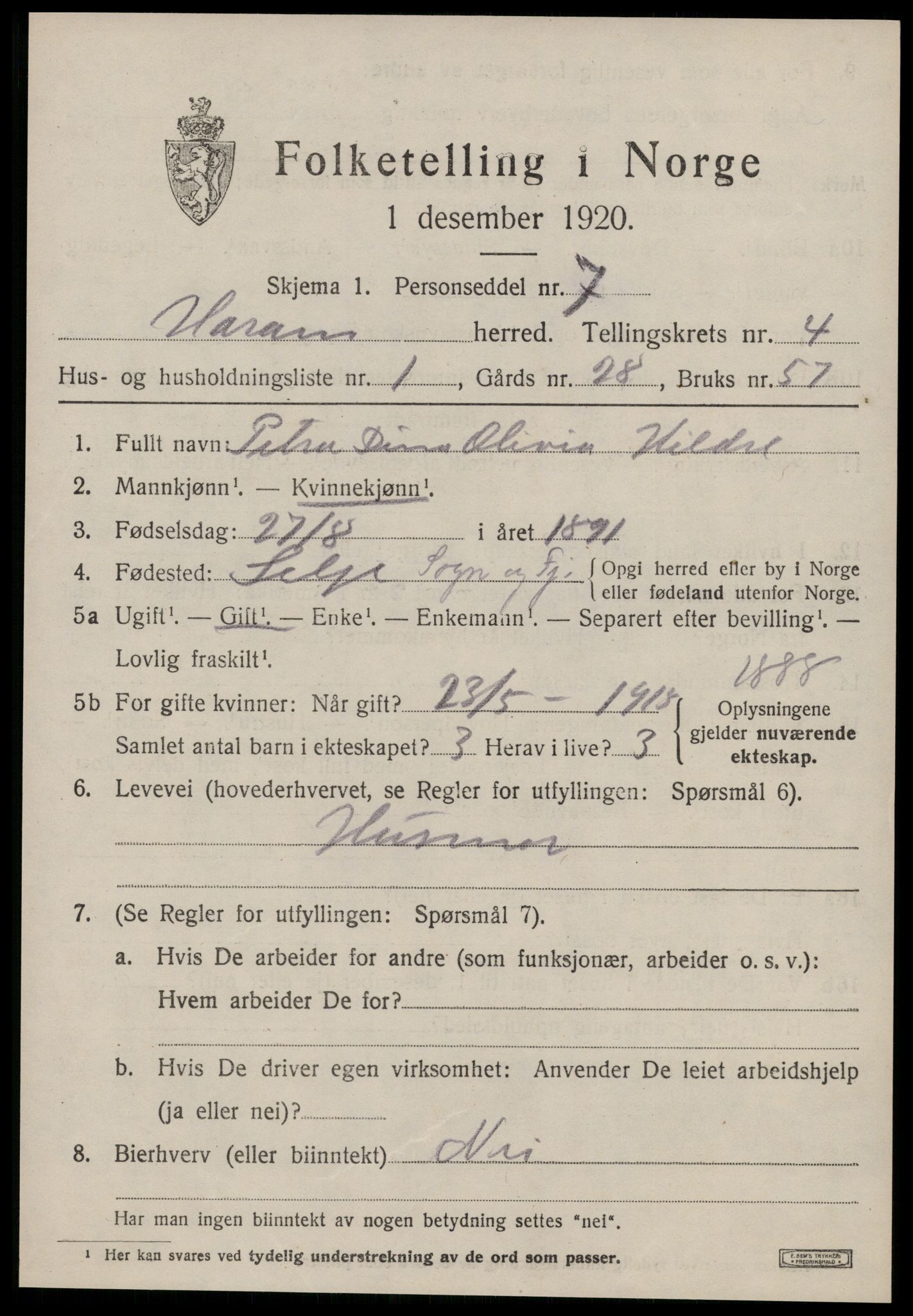 SAT, 1920 census for Haram, 1920, p. 2231