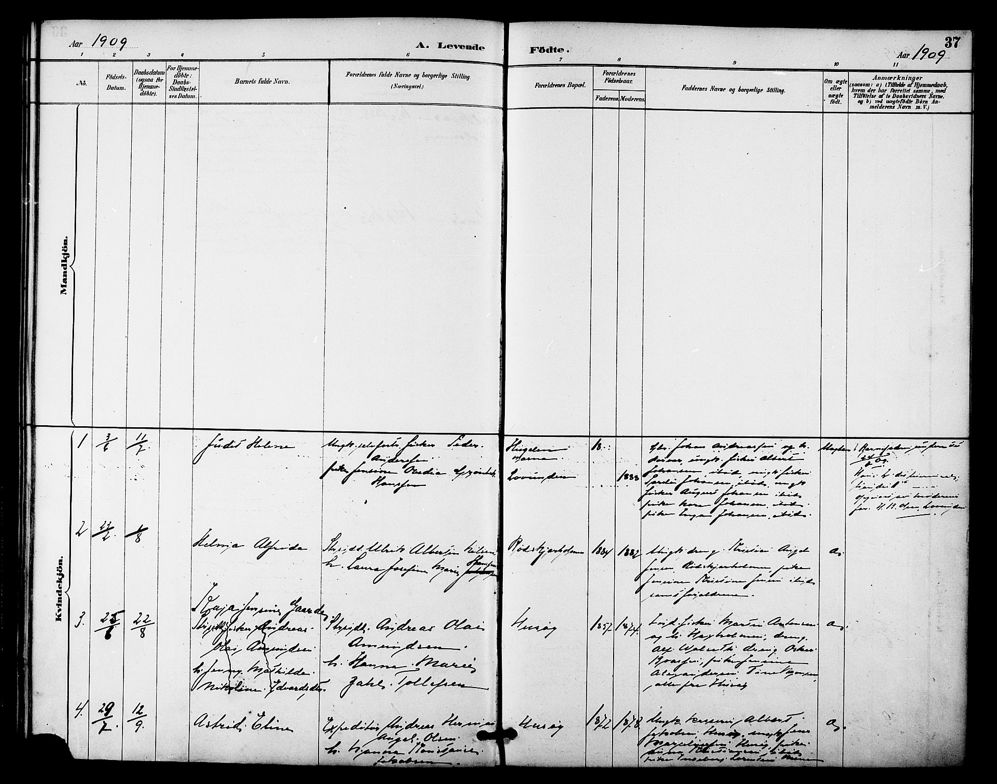 Ministerialprotokoller, klokkerbøker og fødselsregistre - Nordland, SAT/A-1459/840/L0580: Parish register (official) no. 840A02, 1887-1909, p. 37