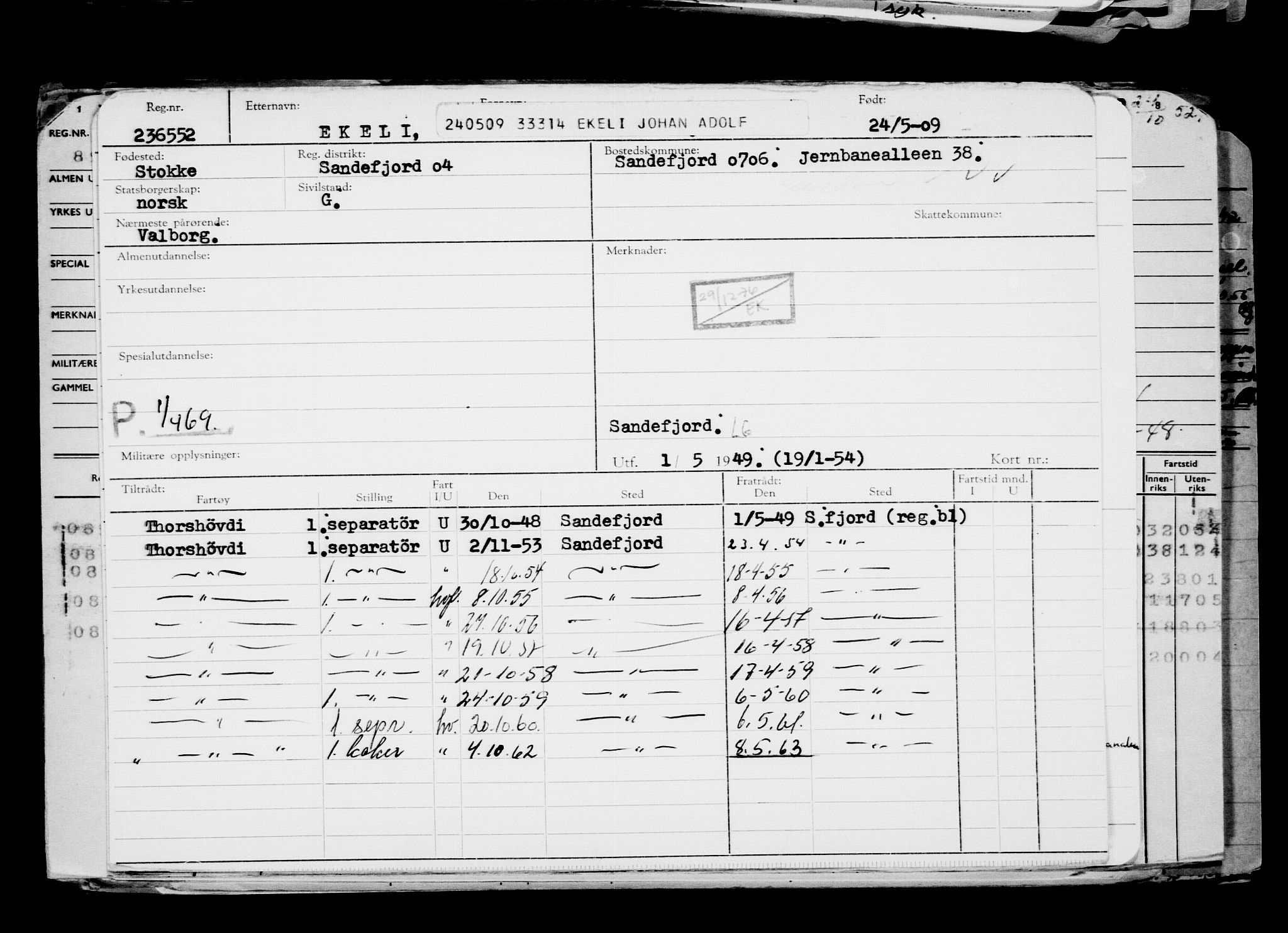 Direktoratet for sjømenn, RA/S-3545/G/Gb/L0083: Hovedkort, 1909, p. 300