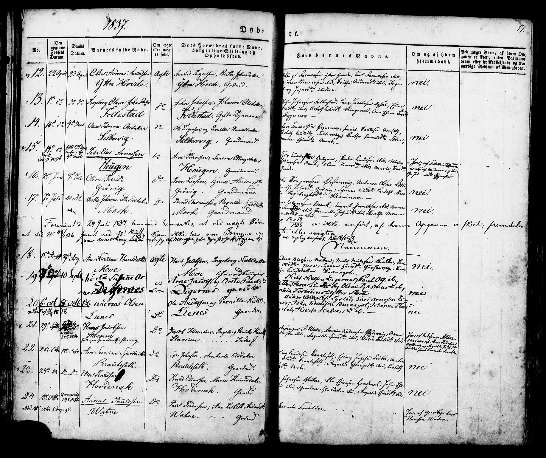 Ministerialprotokoller, klokkerbøker og fødselsregistre - Møre og Romsdal, AV/SAT-A-1454/513/L0174: Parish register (official) no. 513A01, 1831-1855, p. 17