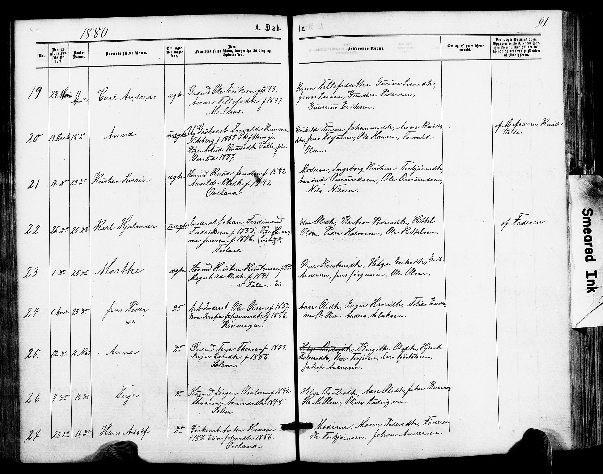 Froland sokneprestkontor, AV/SAK-1111-0013/F/Fa/L0003: Parish register (official) no. A 3, 1864-1881, p. 91