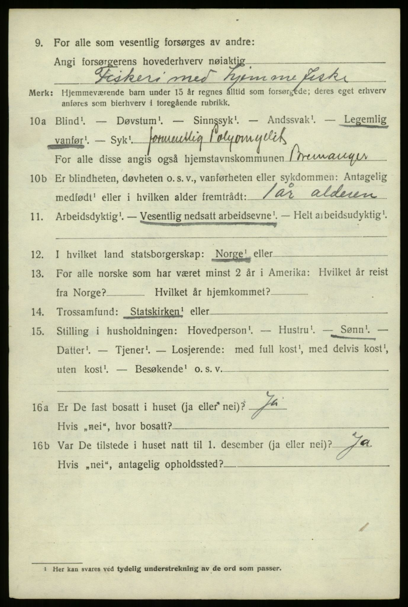 SAB, 1920 census for Bremanger, 1920, p. 4397