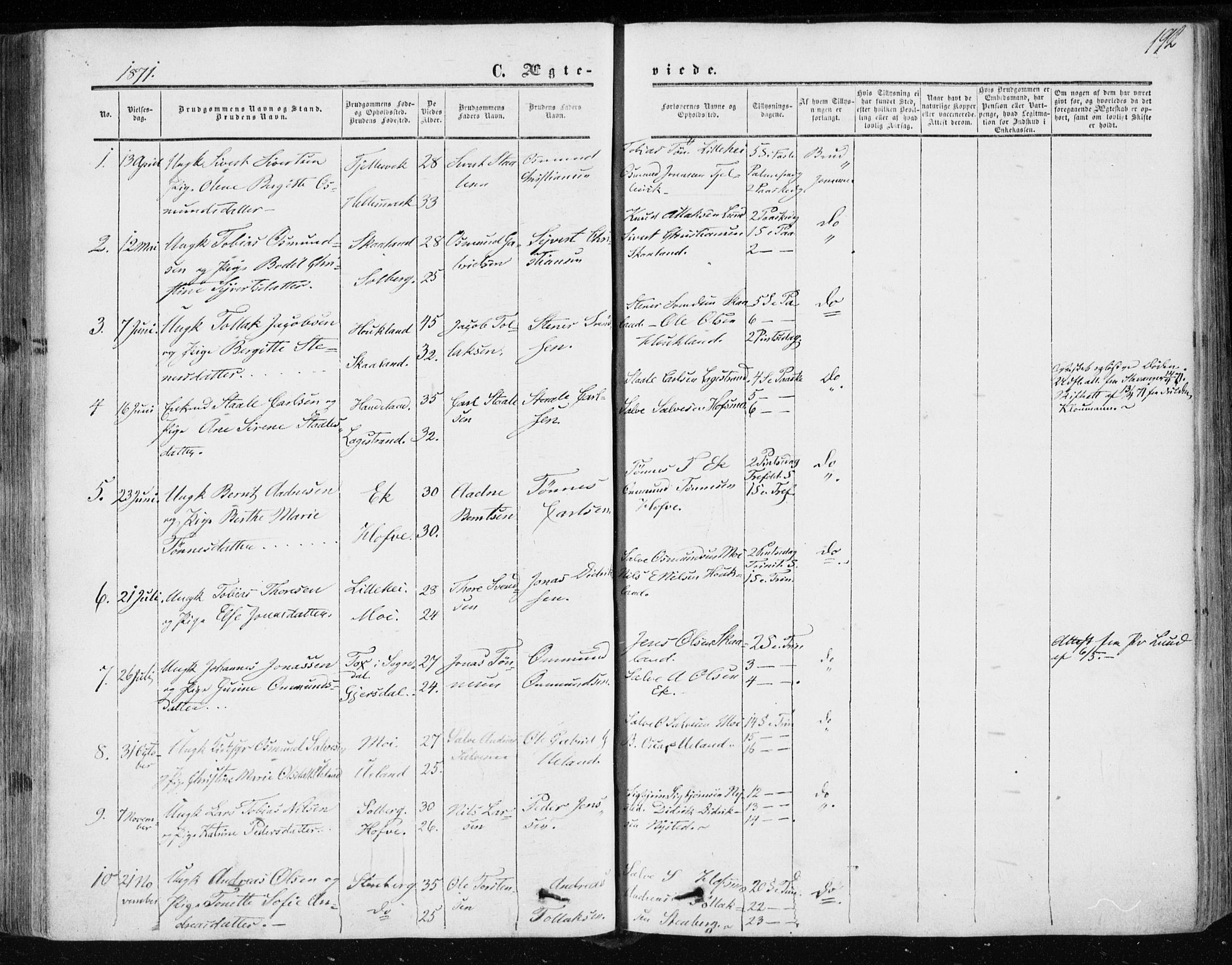 Lund sokneprestkontor, AV/SAST-A-101809/S06/L0009: Parish register (official) no. A 8, 1853-1877, p. 192