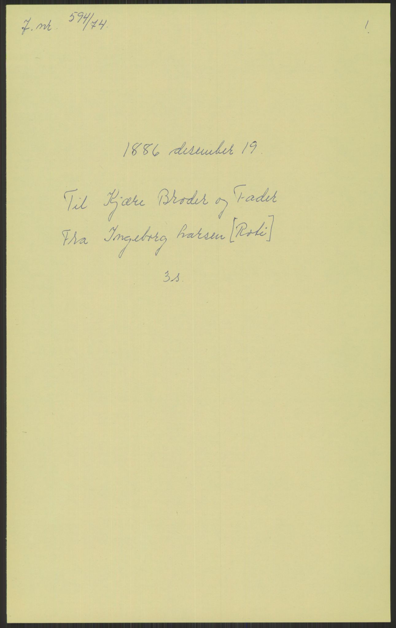 Samlinger til kildeutgivelse, Amerikabrevene, AV/RA-EA-4057/F/L0033: Innlån fra Sogn og Fjordane. Innlån fra Møre og Romsdal, 1838-1914, p. 35