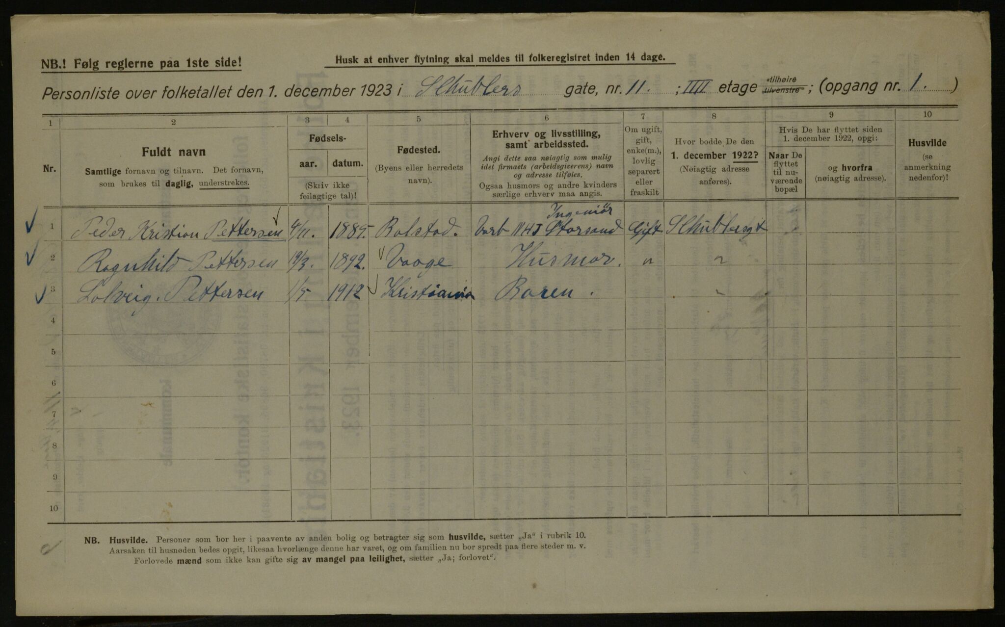 OBA, Municipal Census 1923 for Kristiania, 1923, p. 103027