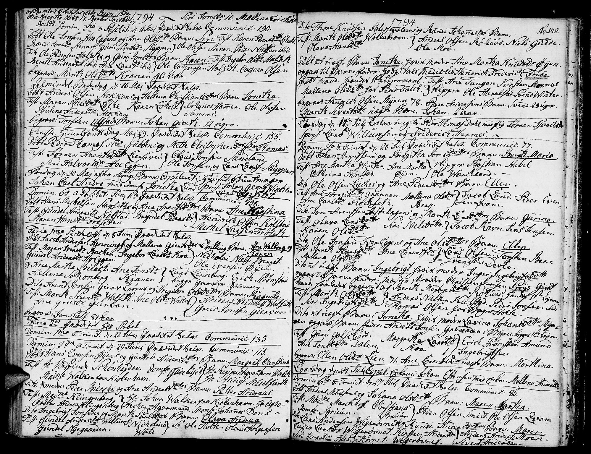 Ministerialprotokoller, klokkerbøker og fødselsregistre - Sør-Trøndelag, SAT/A-1456/604/L0180: Parish register (official) no. 604A01, 1780-1797, p. 147-148