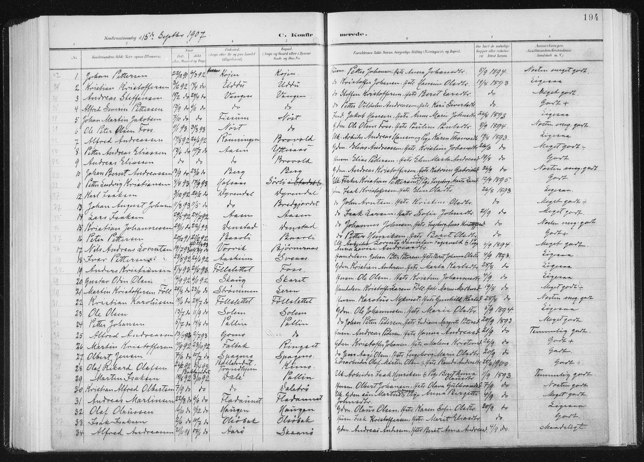Ministerialprotokoller, klokkerbøker og fødselsregistre - Sør-Trøndelag, SAT/A-1456/647/L0635: Parish register (official) no. 647A02, 1896-1911, p. 194