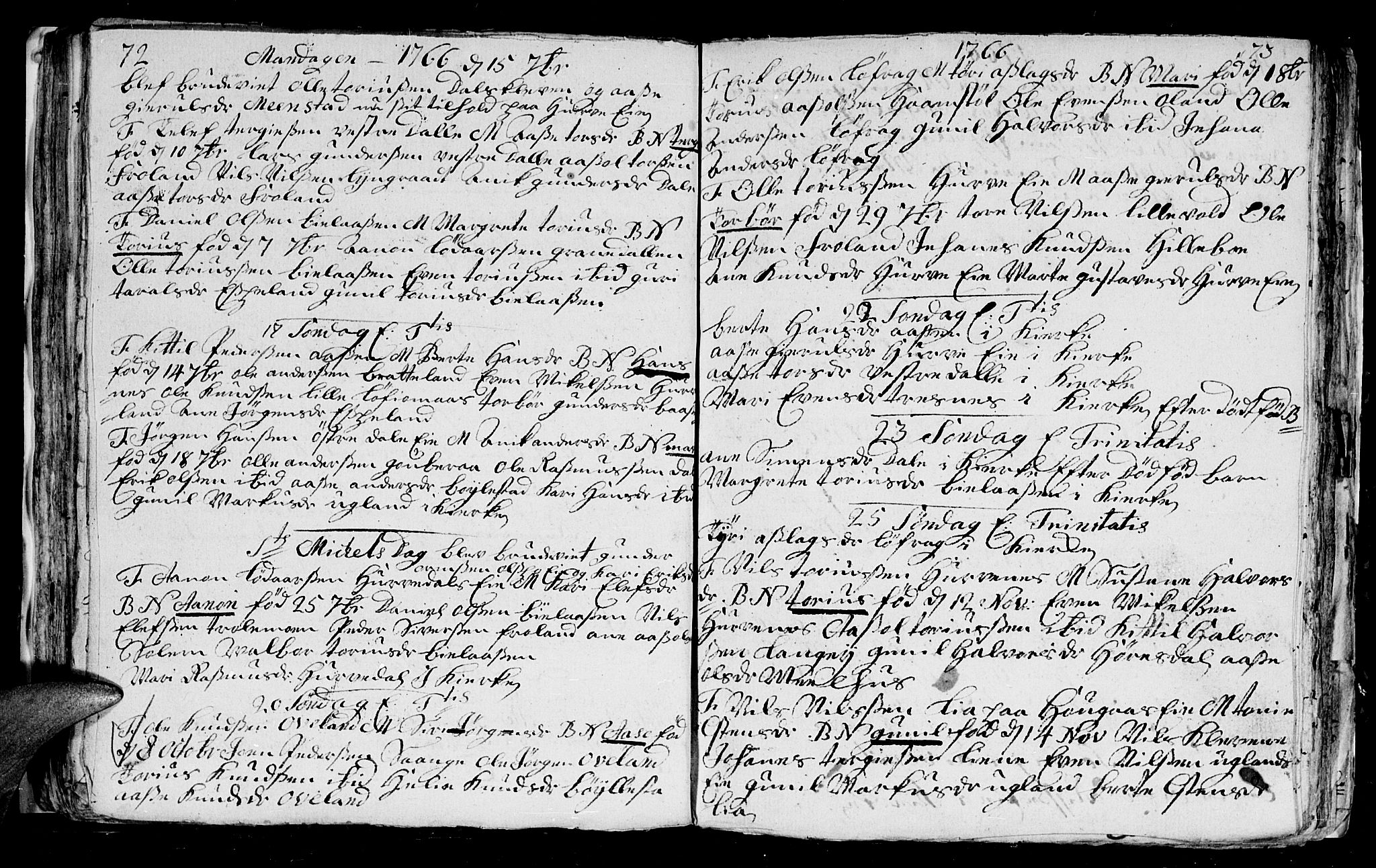 Froland sokneprestkontor, AV/SAK-1111-0013/F/Fb/L0003: Parish register (copy) no. B 3, 1759-1776, p. 72-73