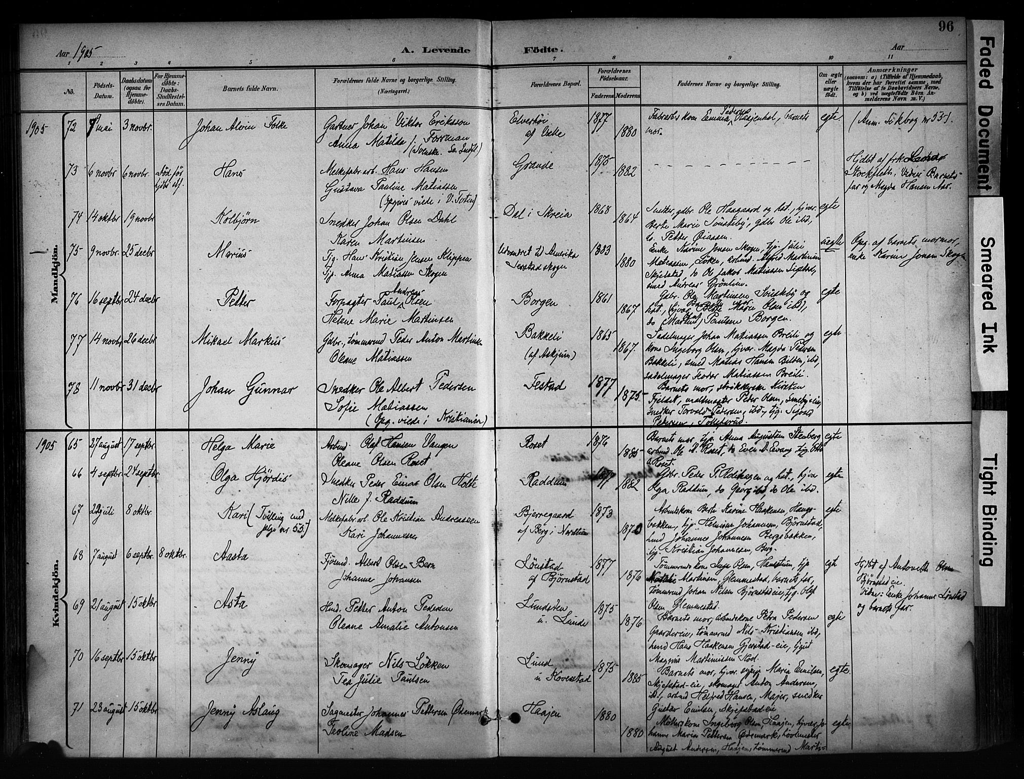 Østre Toten prestekontor, AV/SAH-PREST-104/H/Ha/Haa/L0008: Parish register (official) no. 8, 1897-1909, p. 96