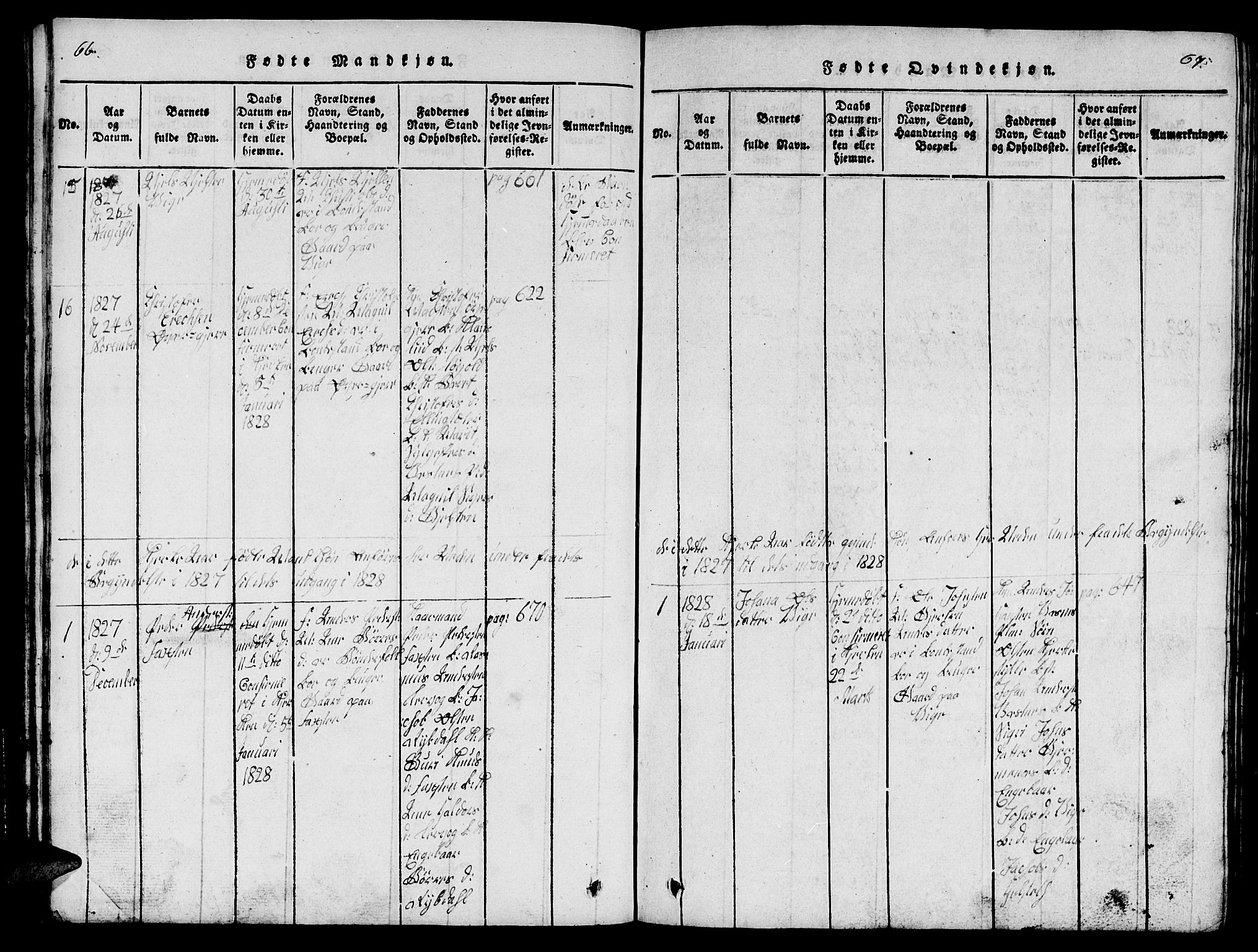 Ministerialprotokoller, klokkerbøker og fødselsregistre - Møre og Romsdal, AV/SAT-A-1454/539/L0535: Parish register (copy) no. 539C01, 1818-1842, p. 66-67