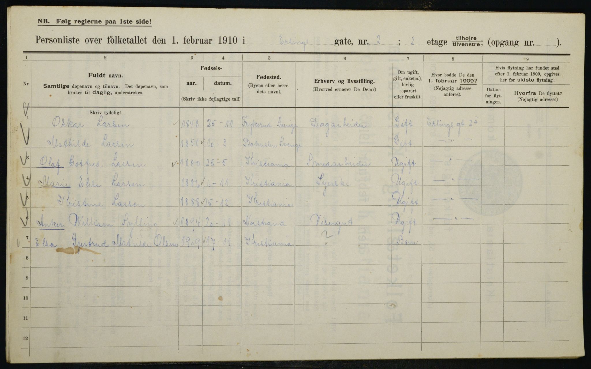 OBA, Municipal Census 1910 for Kristiania, 1910, p. 20669