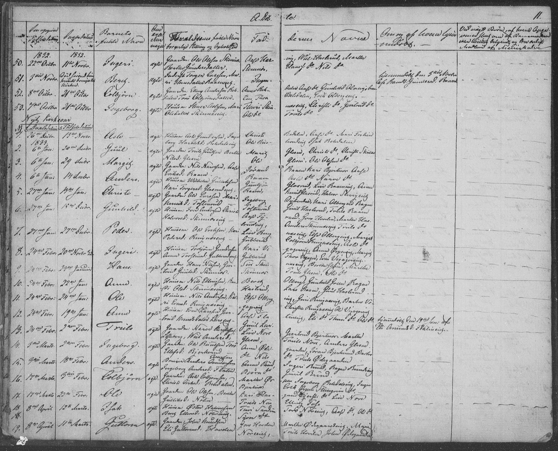 Krødsherad kirkebøker, SAKO/A-19/F/Fa/L0002: Parish register (official) no. 2, 1829-1851, p. 11