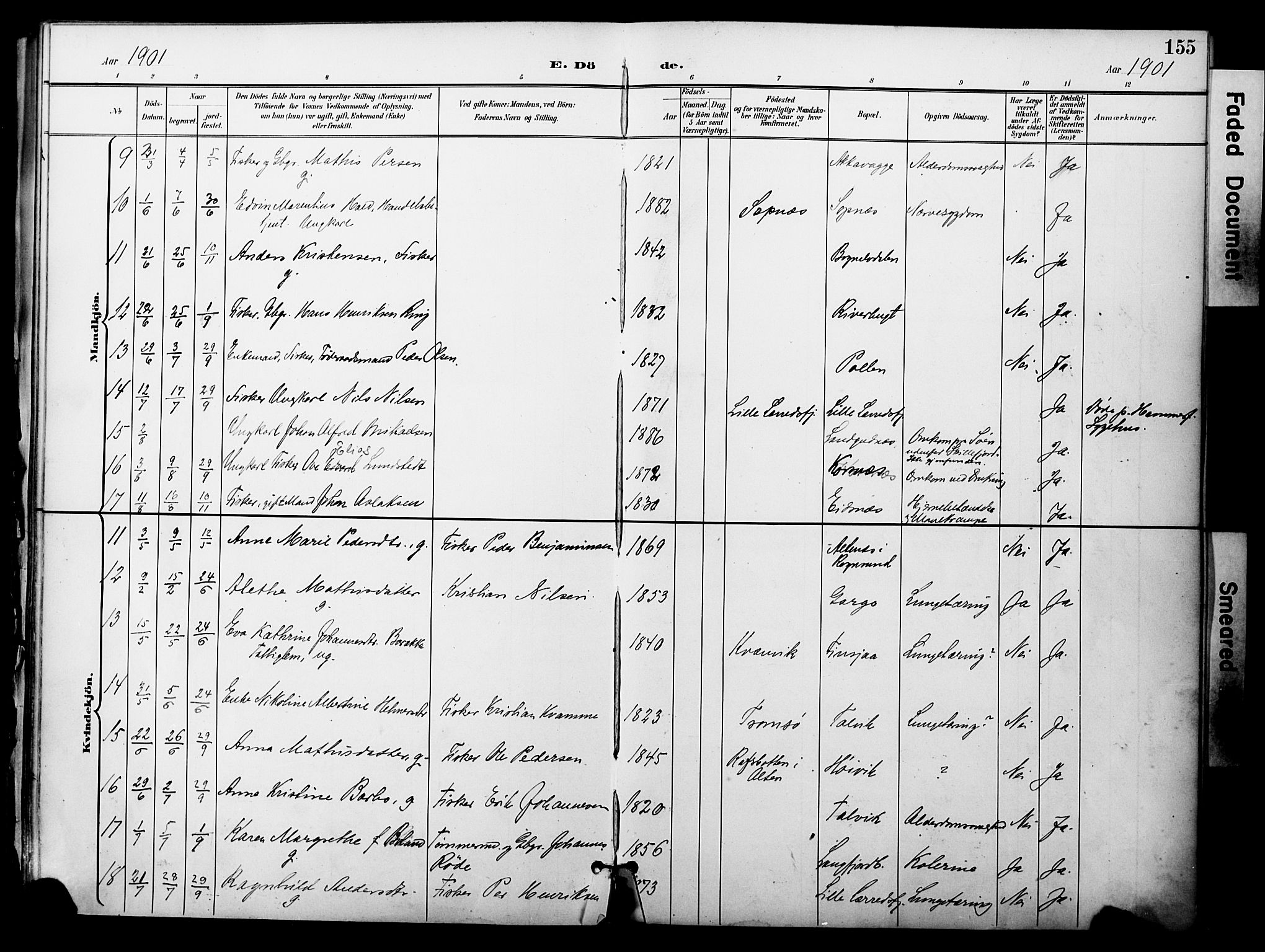 Talvik sokneprestkontor, AV/SATØ-S-1337/H/Ha/L0014kirke: Parish register (official) no. 14, 1897-1905, p. 155
