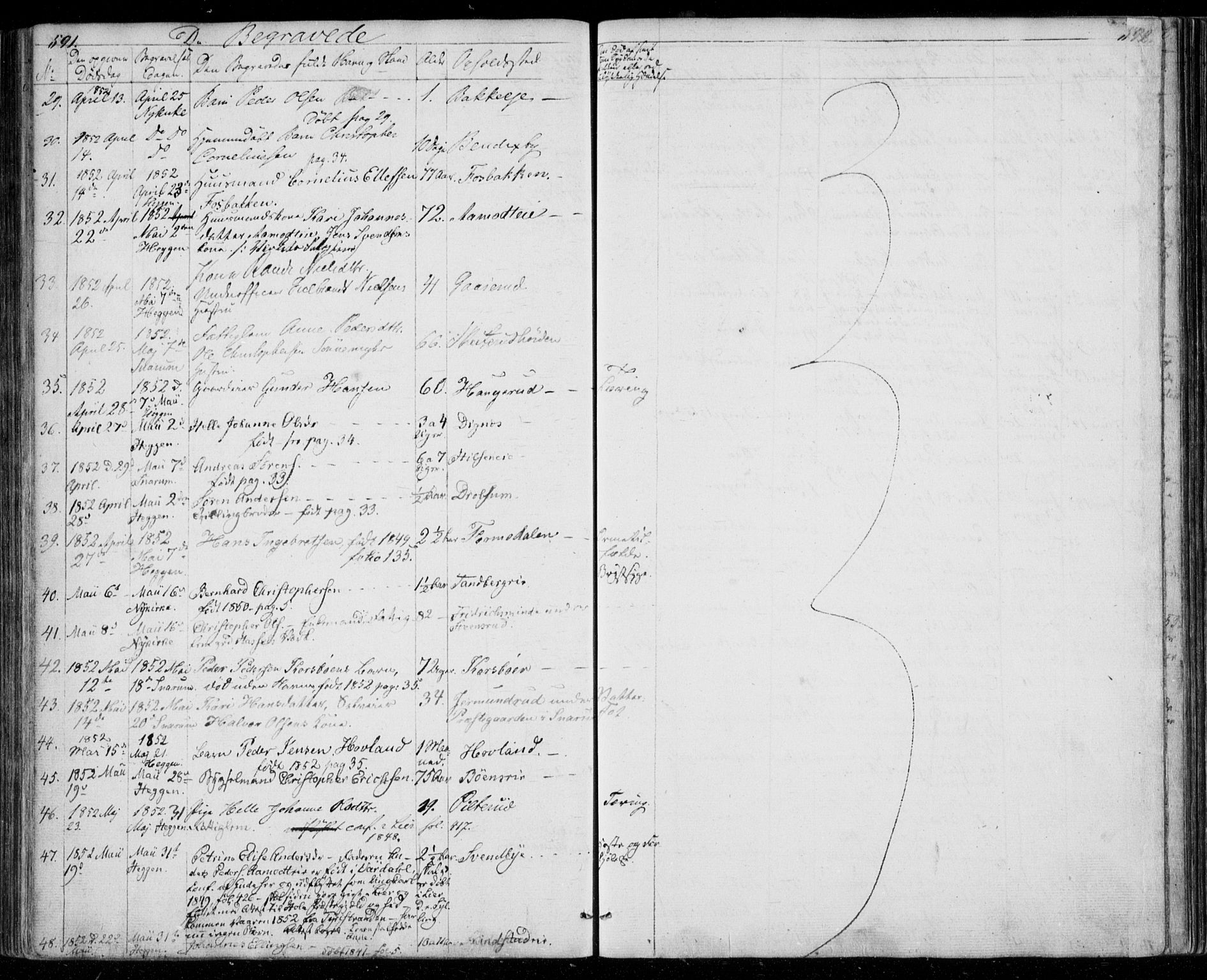 Modum kirkebøker, AV/SAKO-A-234/F/Fa/L0008: Parish register (official) no. 8, 1851-1859, p. 591-592