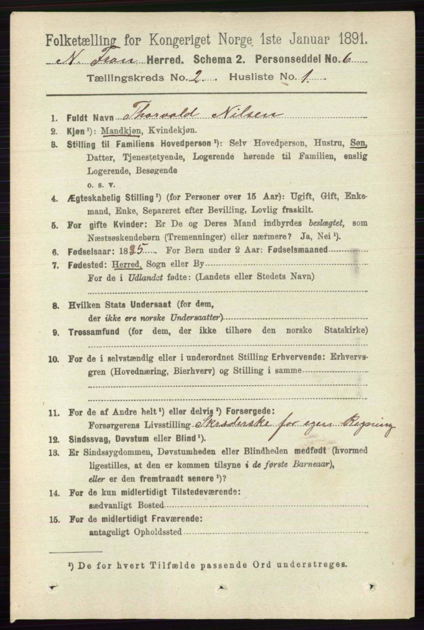 RA, 1891 census for 0518 Nord-Fron, 1891, p. 346