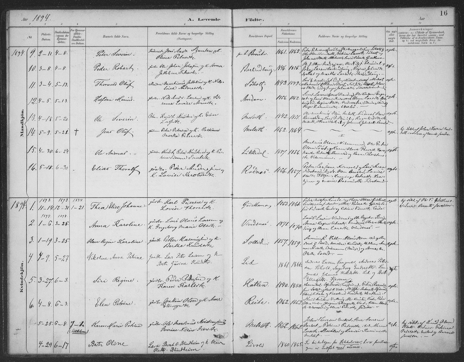 Ministerialprotokoller, klokkerbøker og fødselsregistre - Møre og Romsdal, AV/SAT-A-1454/522/L0316: Parish register (official) no. 522A11, 1890-1911, p. 16