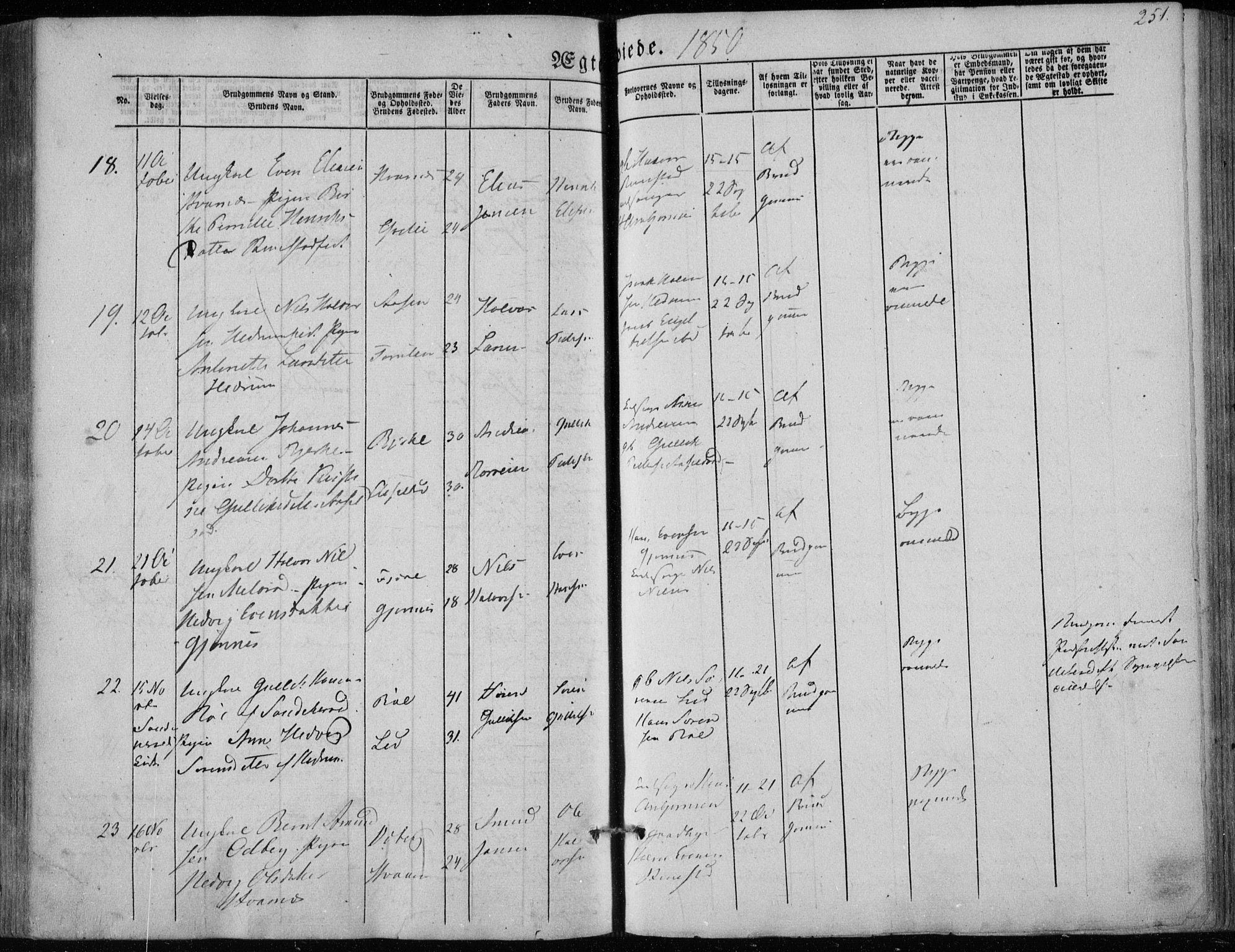 Hedrum kirkebøker, AV/SAKO-A-344/F/Fa/L0006: Parish register (official) no. I 6, 1849-1857, p. 251