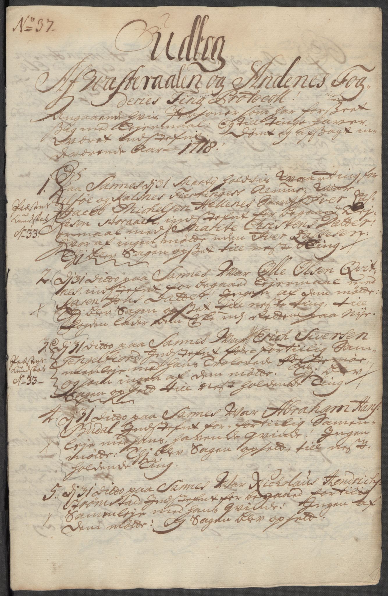 Rentekammeret inntil 1814, Reviderte regnskaper, Fogderegnskap, AV/RA-EA-4092/R67/L4684: Fogderegnskap Vesterålen, Andenes og Lofoten, 1718, p. 262