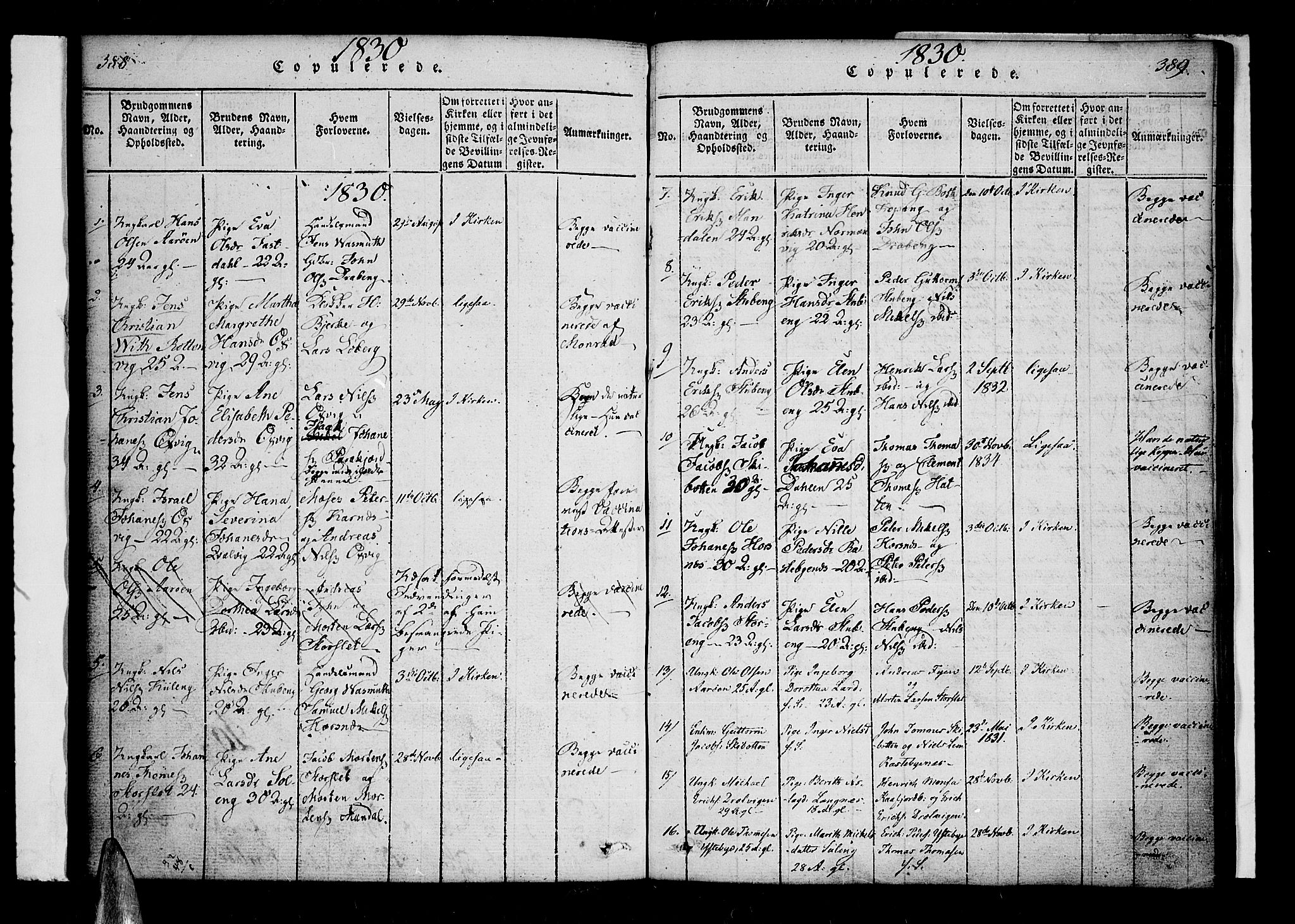 Lyngen sokneprestembete, SATØ/S-1289/H/He/Hea/L0003kirke: Parish register (official) no. 3, 1822-1838, p. 388-389
