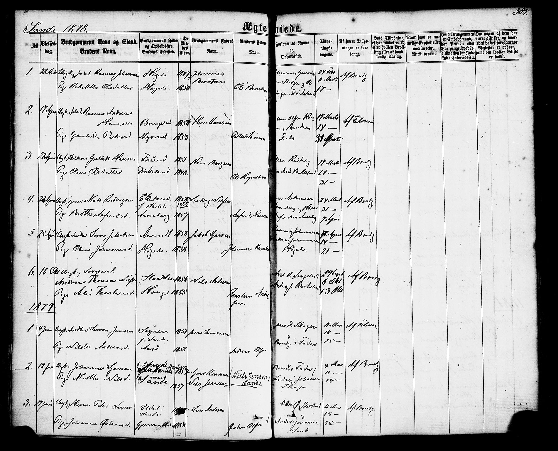 Gaular sokneprestembete, AV/SAB-A-80001/H/Haa: Parish register (official) no. A 5, 1860-1881, p. 385