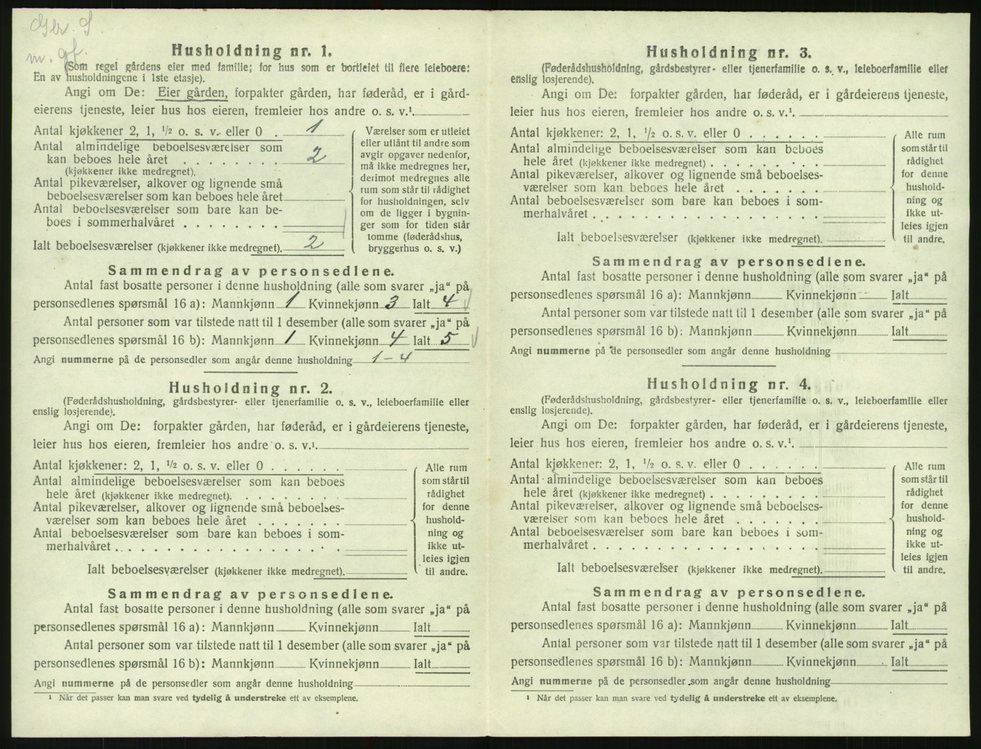 SAK, 1920 census for Valle, 1920, p. 182