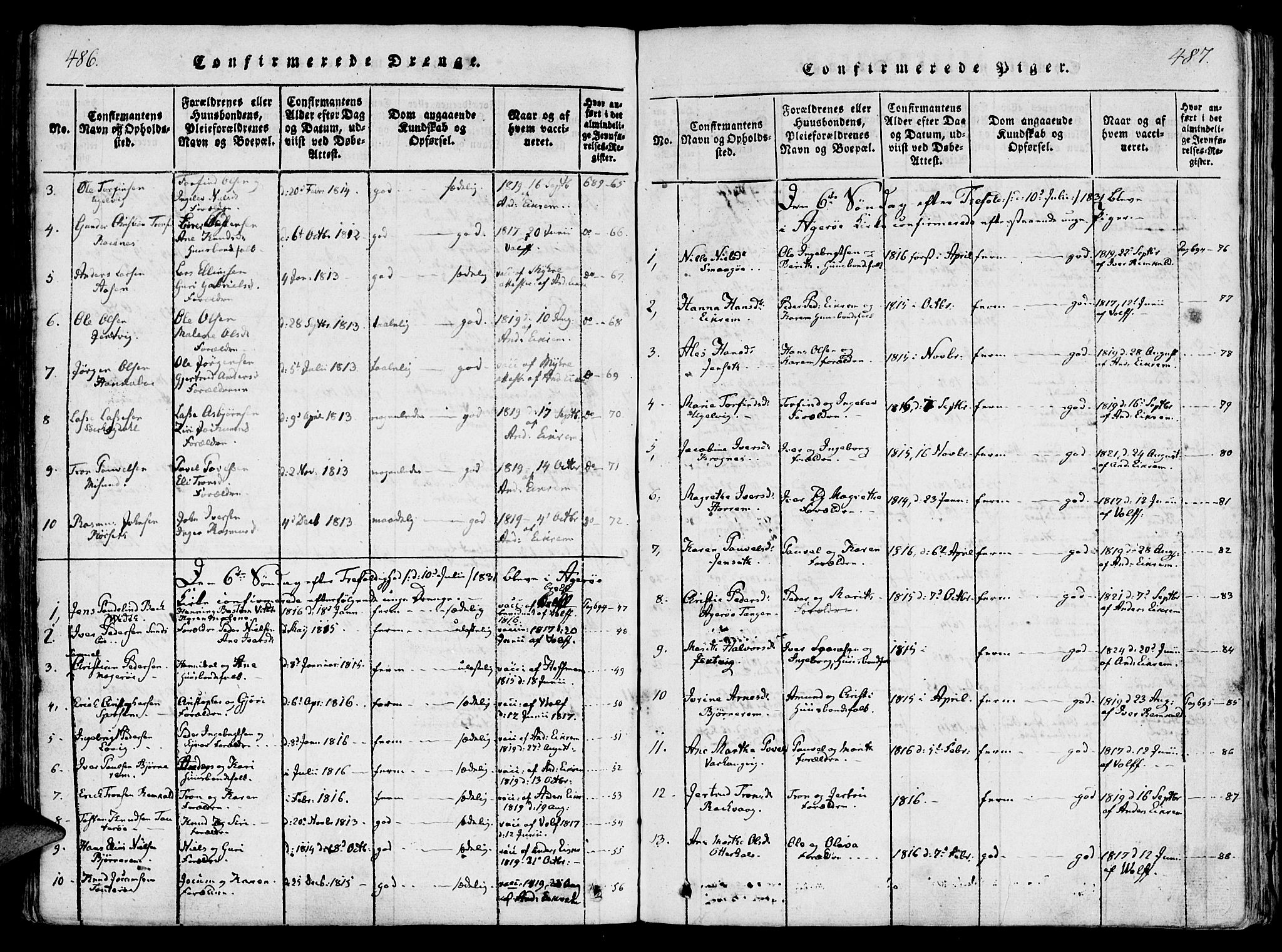 Ministerialprotokoller, klokkerbøker og fødselsregistre - Møre og Romsdal, SAT/A-1454/560/L0718: Parish register (official) no. 560A02, 1817-1844, p. 486-487