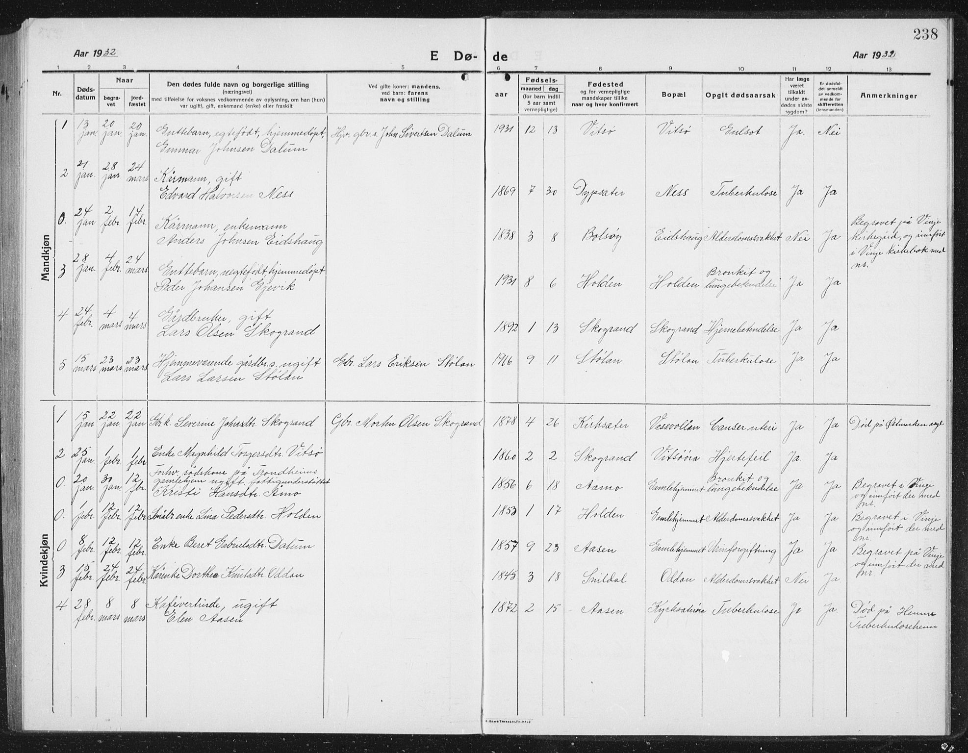 Ministerialprotokoller, klokkerbøker og fødselsregistre - Sør-Trøndelag, SAT/A-1456/630/L0506: Parish register (copy) no. 630C04, 1914-1933, p. 238