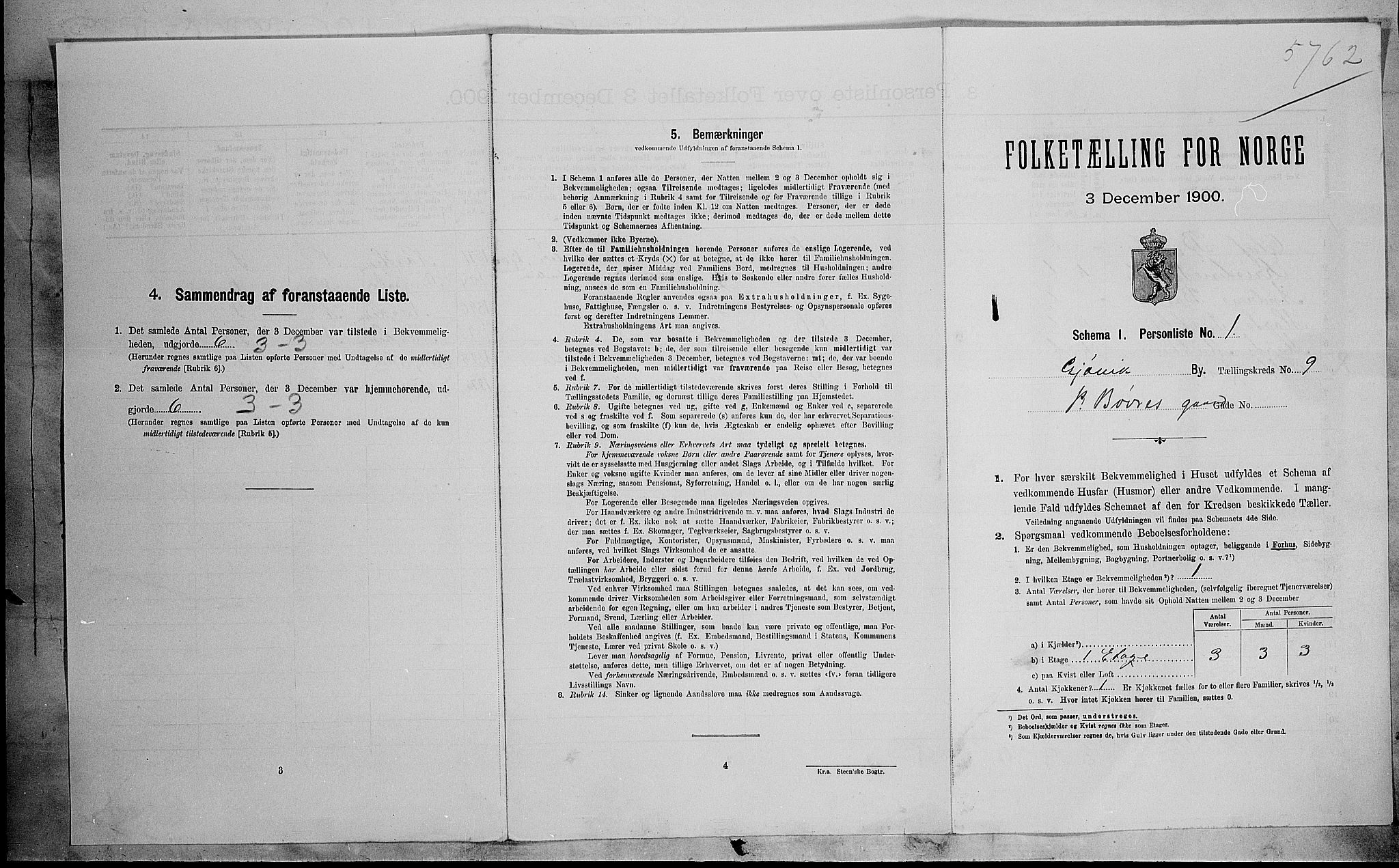 SAH, 1900 census for Gjøvik, 1900, p. 1254