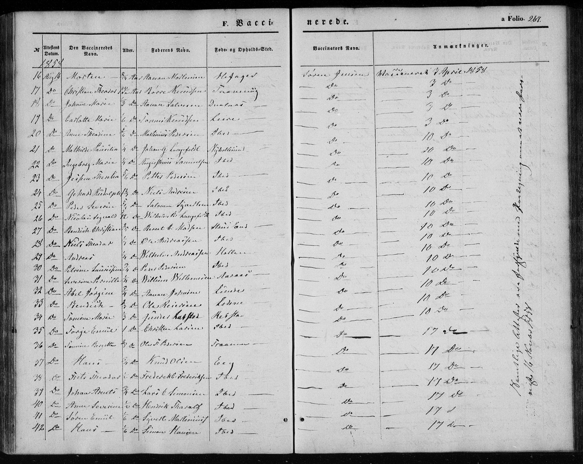 Søgne sokneprestkontor, SAK/1111-0037/F/Fa/Fab/L0010: Parish register (official) no. A 10, 1853-1869, p. 267